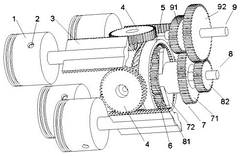 Differential drive mechanism of internal combustion engine