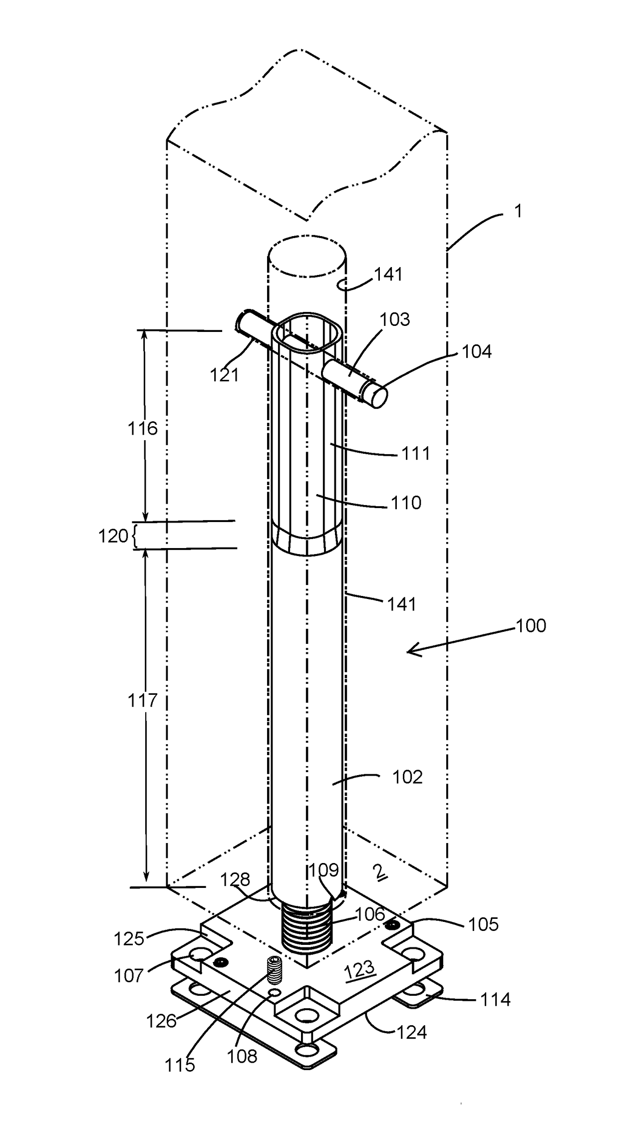 Concealed structural post fastening device and method
