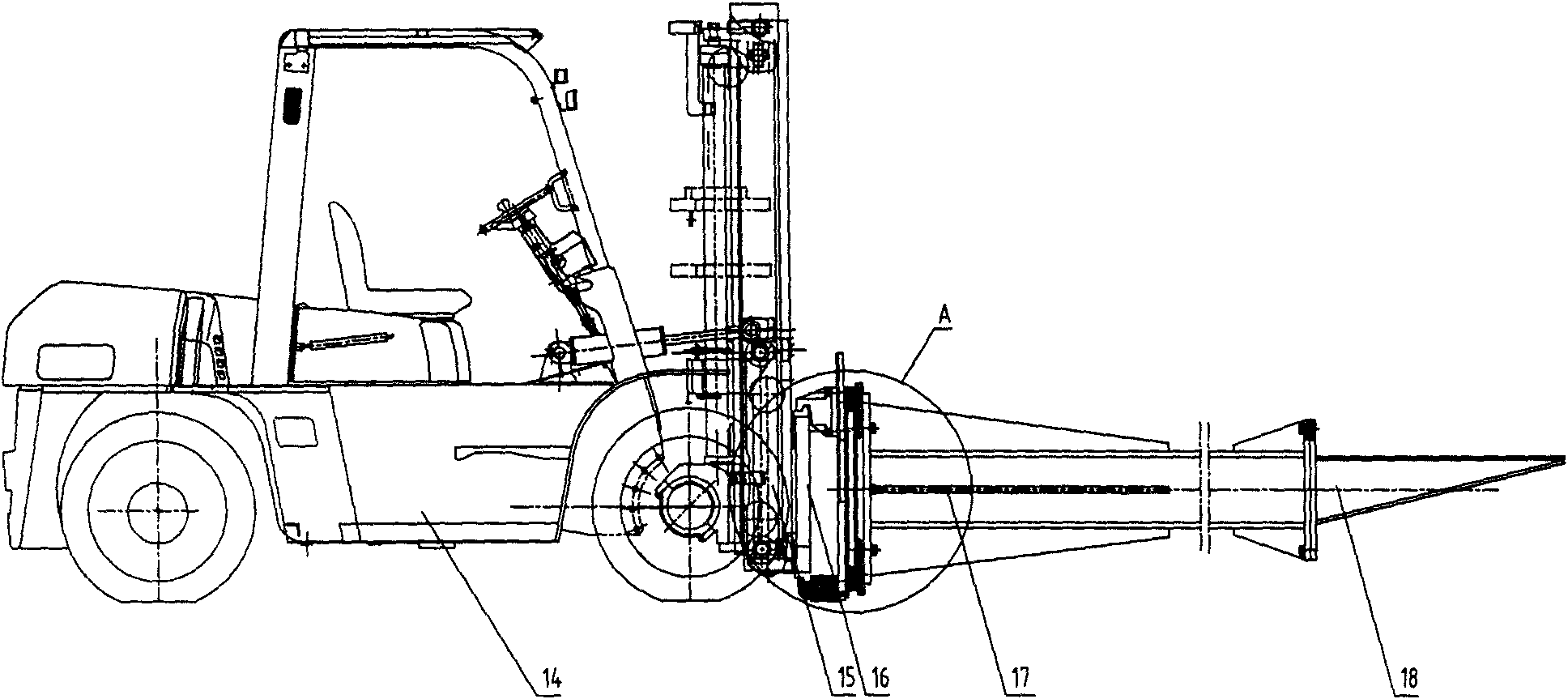 Fork lift with feeding mechanism