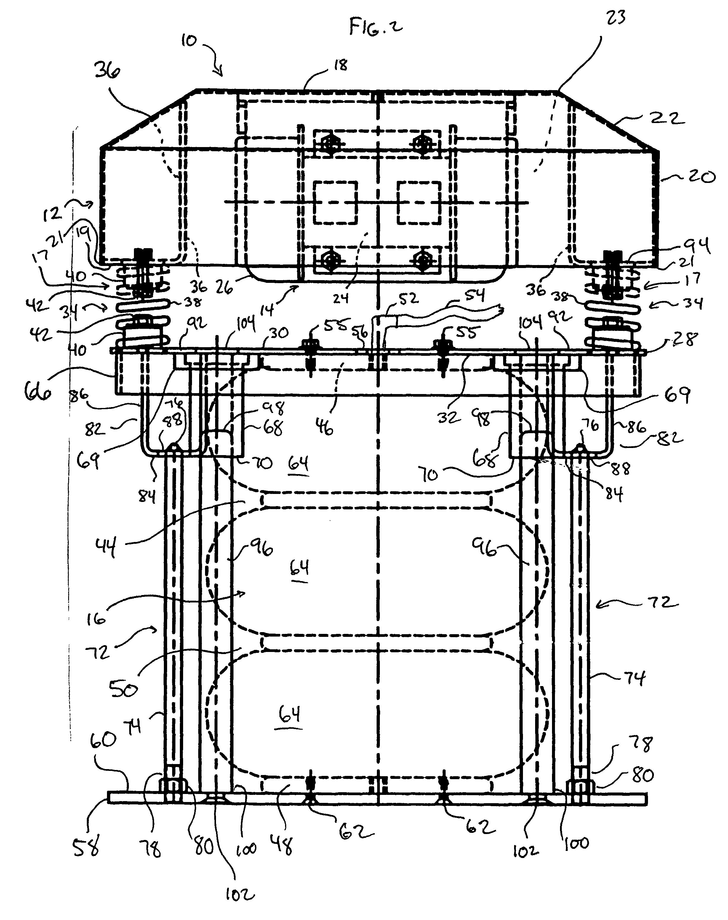 Vibrating table assembly for bag filling apparatus