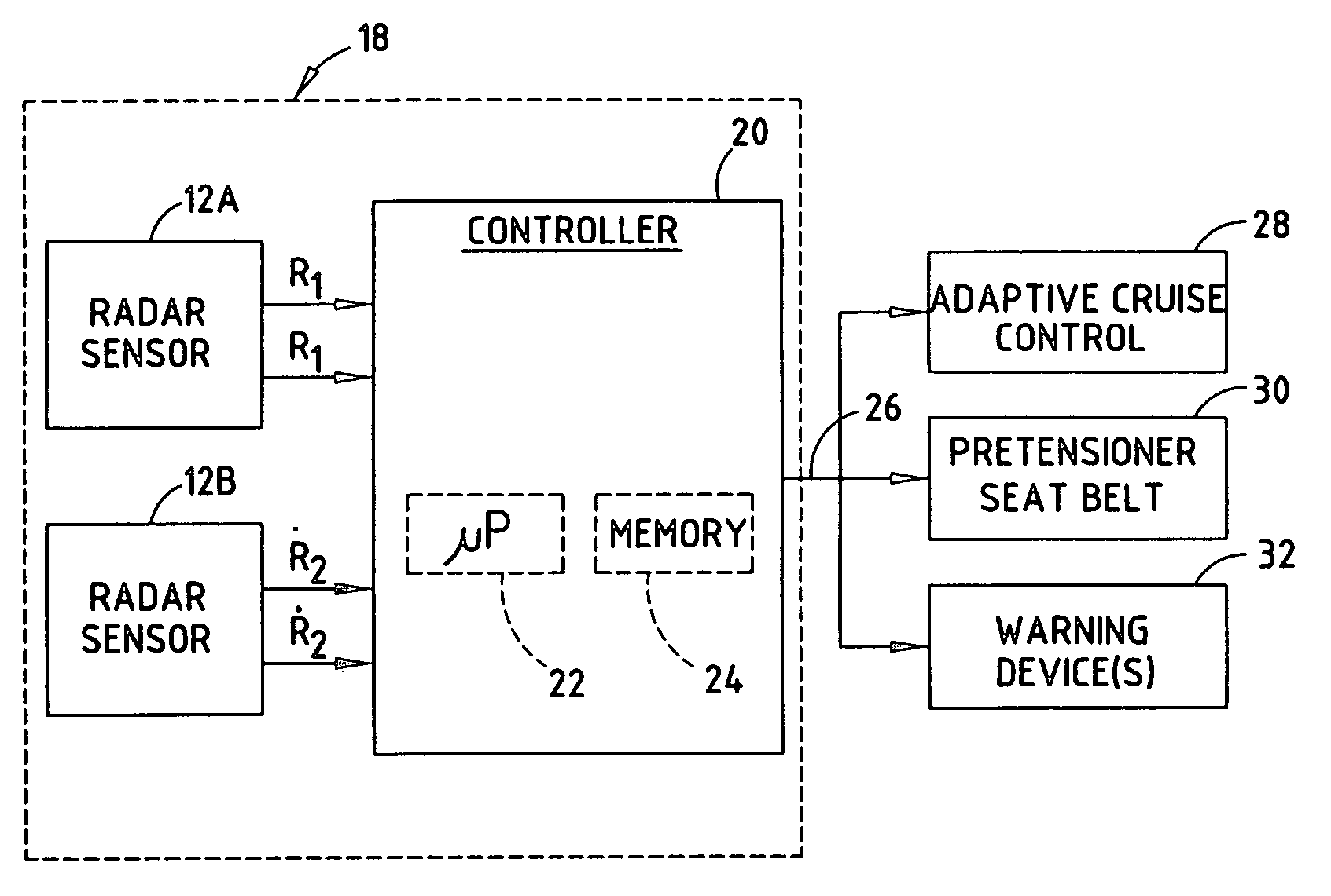 Collision detection system and method of estimating target crossing location