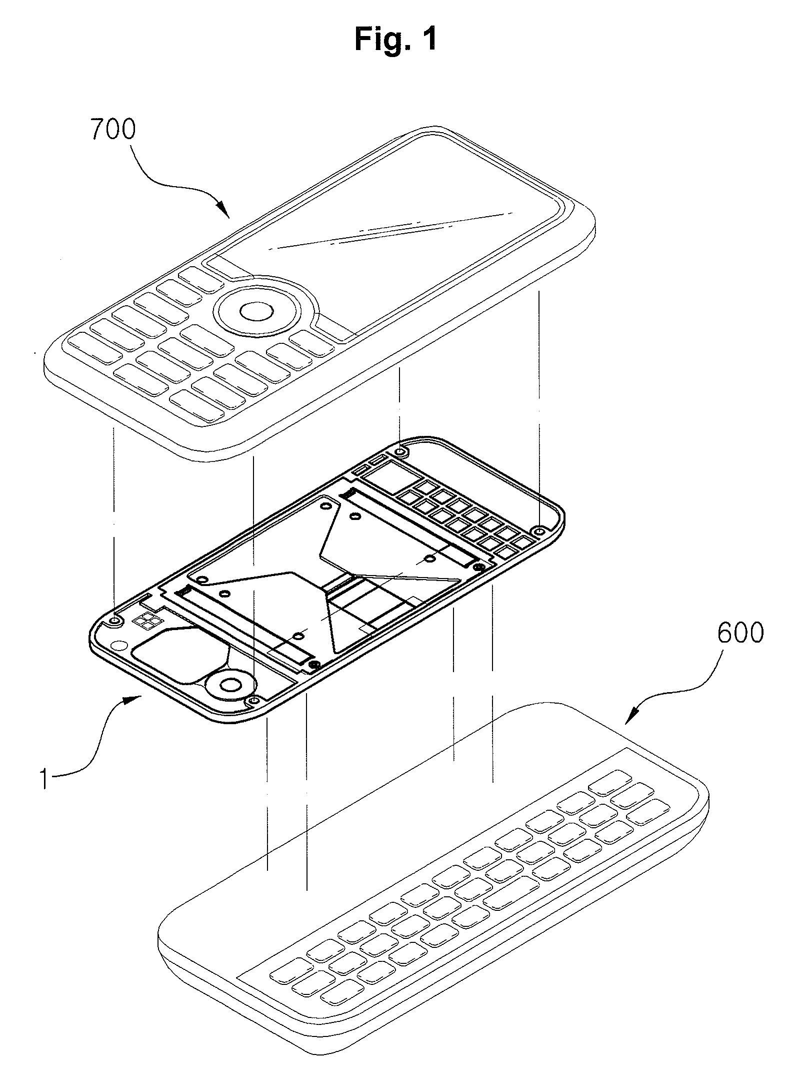 Slide hinge module for mobile phone with built-in keypad