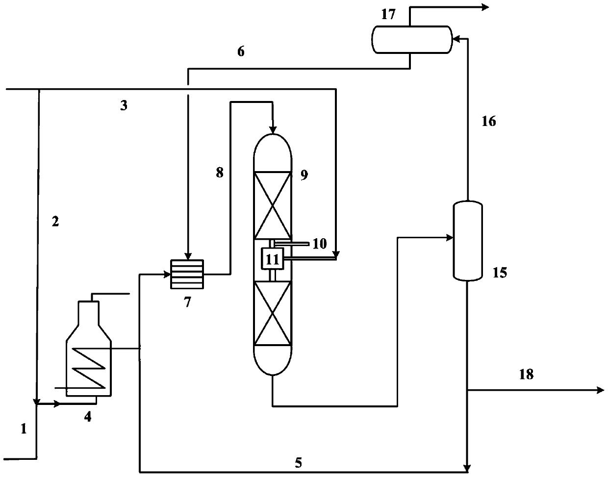 A continuous liquid-phase diesel hydrotreating method