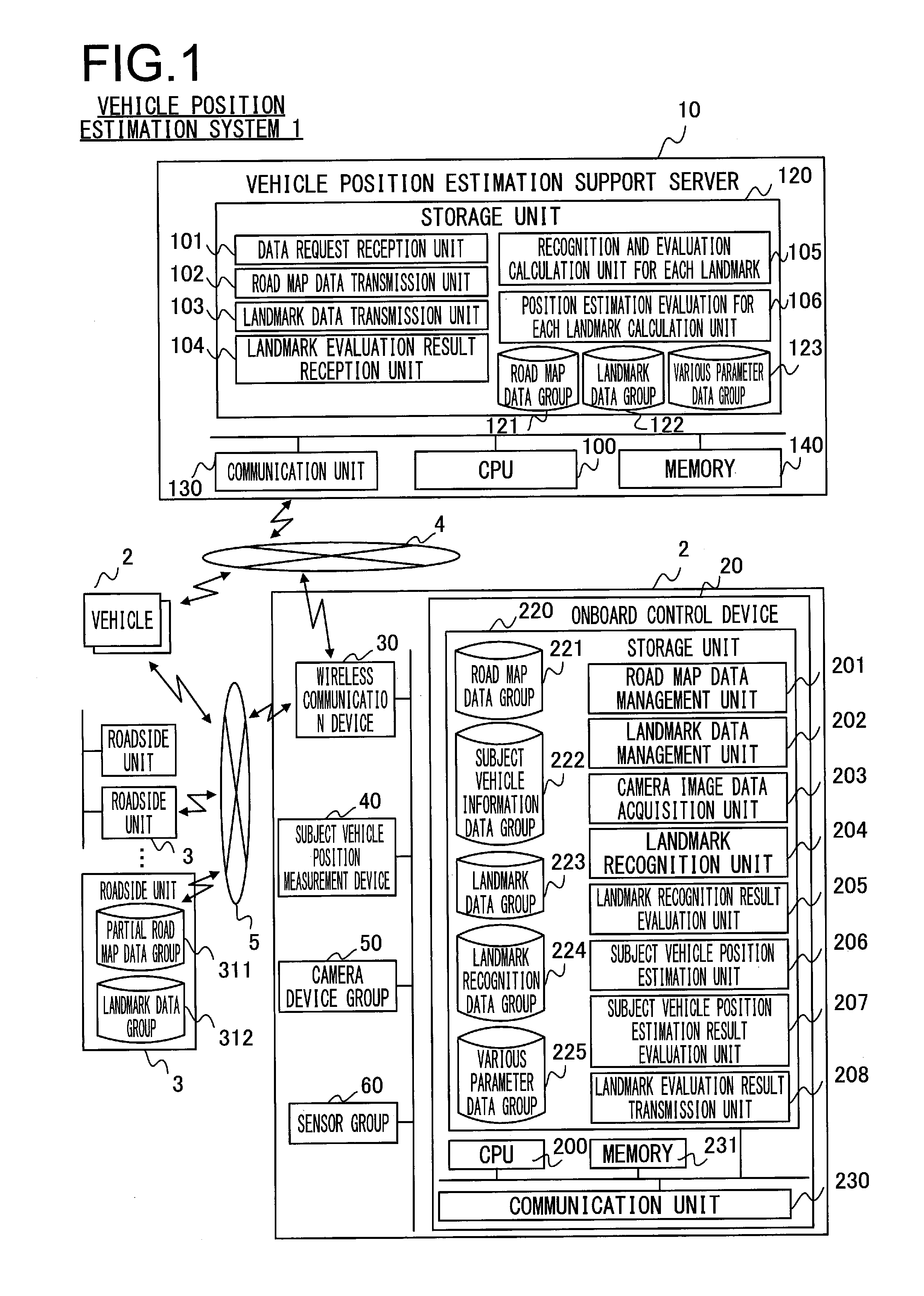 Vehicle position estimation system, device, method, and camera device