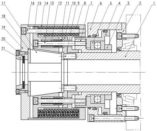 Normally-closed strip-shaped slip chuck for small cylinder spring set