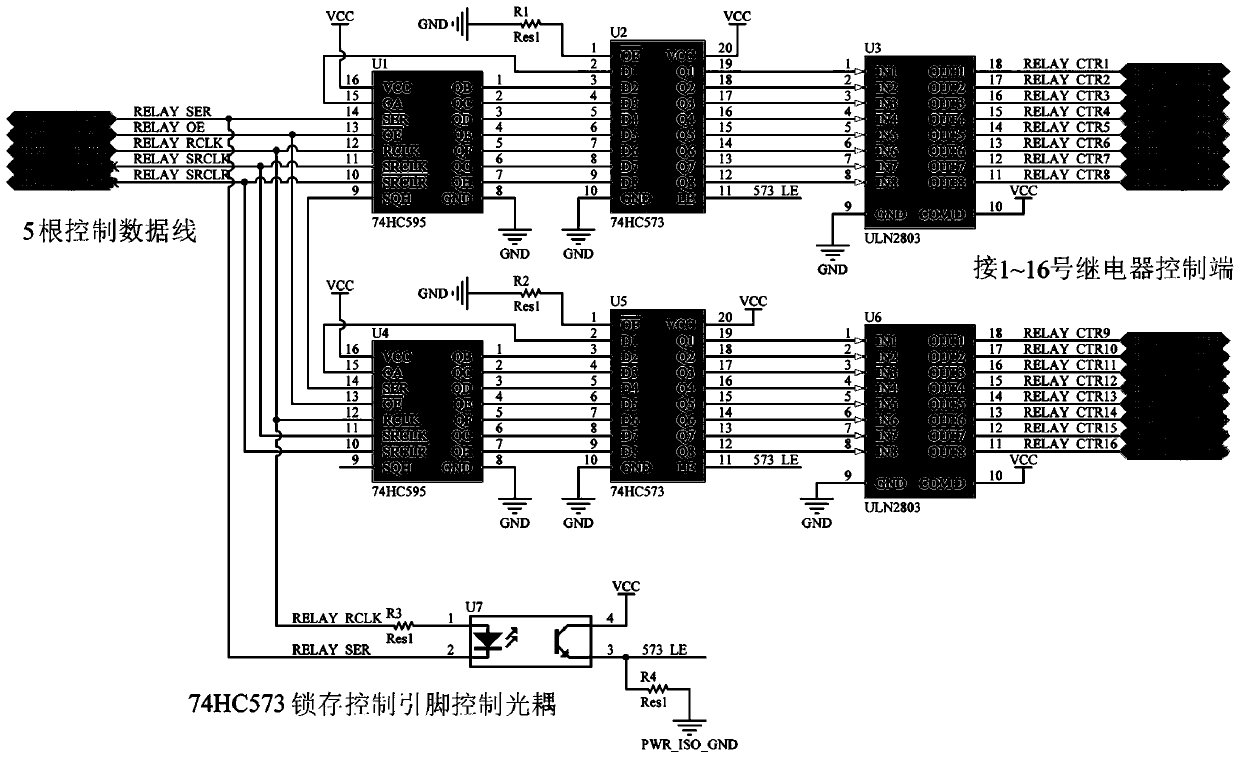 Serial control interface circuit for multiple relays