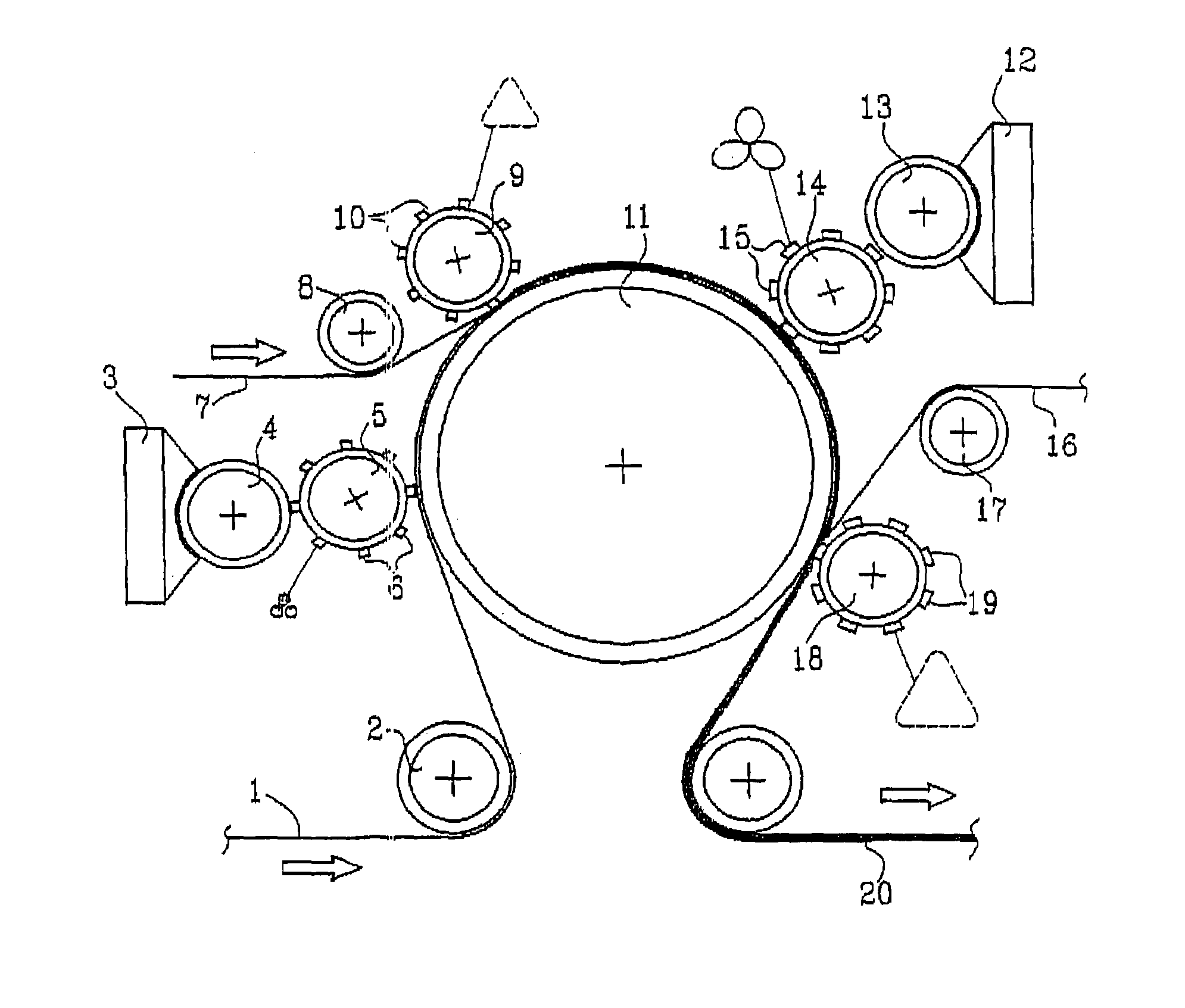 Method for producing a multi-ply web of flexible material, such as paper and nonwoven