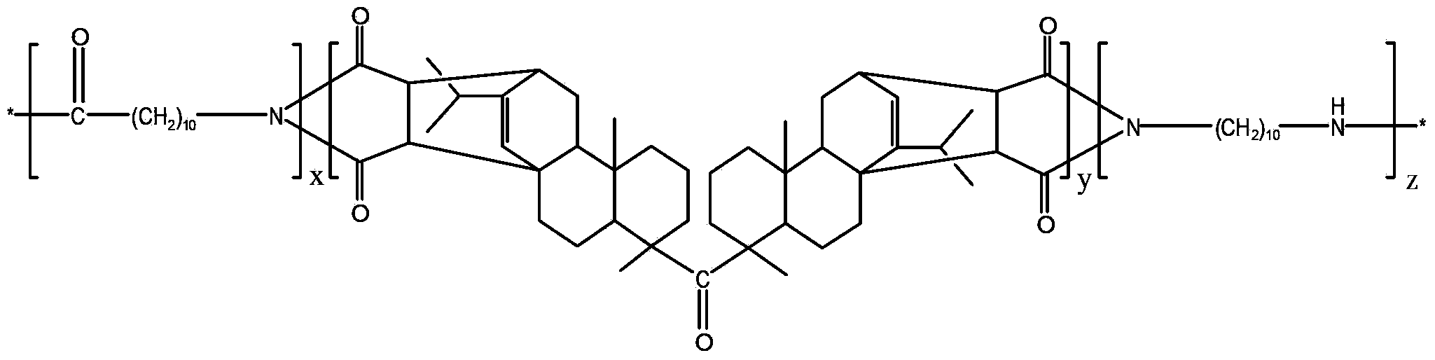 Biological based long-carbon-chain semi-alicyclic polyamidoimide copolymer and synthetic method of copolymer