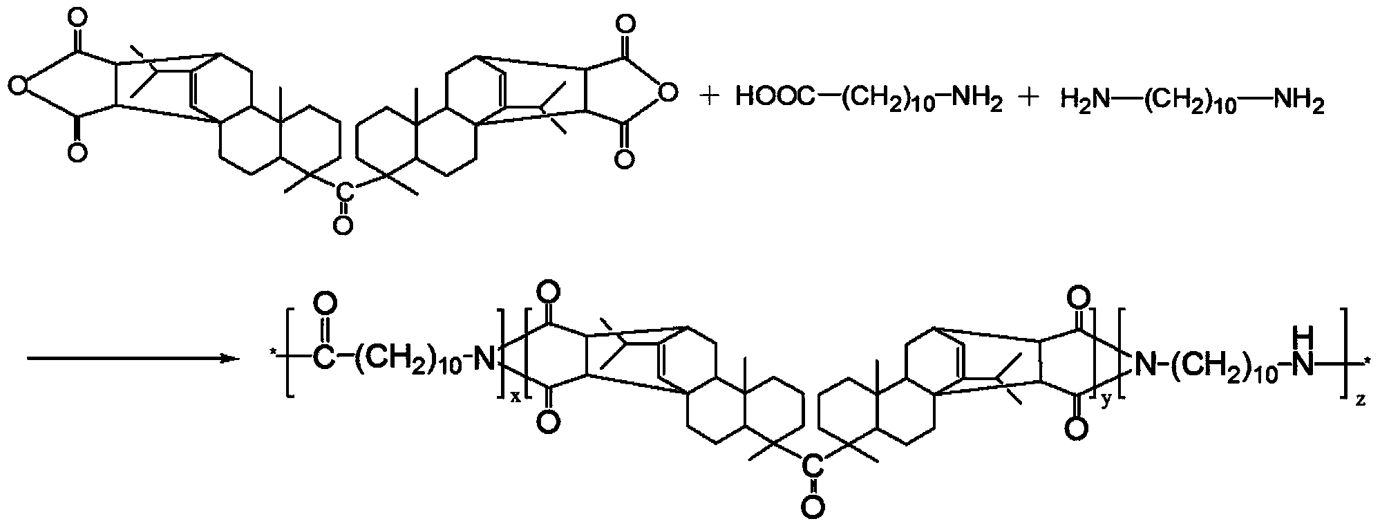Biological based long-carbon-chain semi-alicyclic polyamidoimide copolymer and synthetic method of copolymer