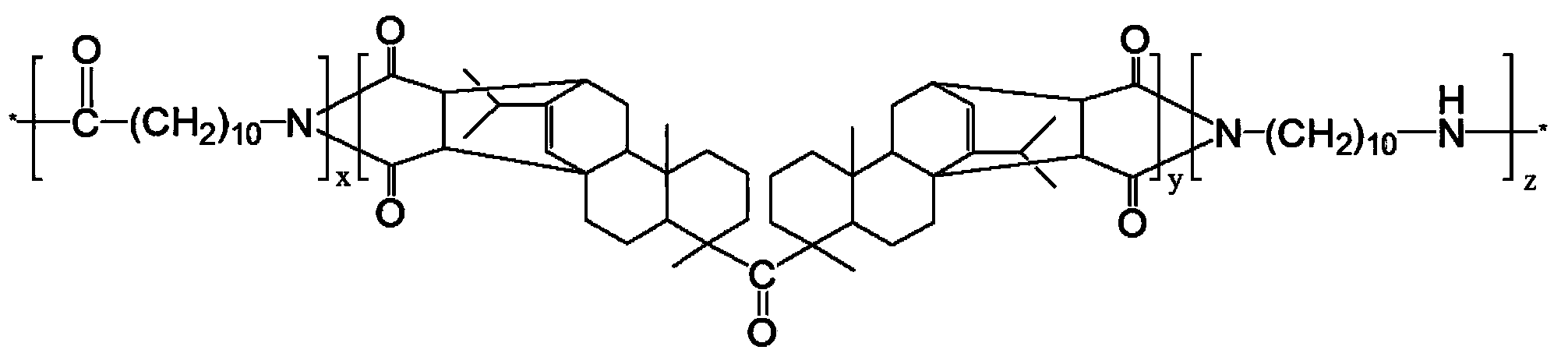 Biological based long-carbon-chain semi-alicyclic polyamidoimide copolymer and synthetic method of copolymer