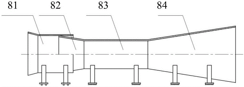 Flat-opening type diffuser for engine test platform