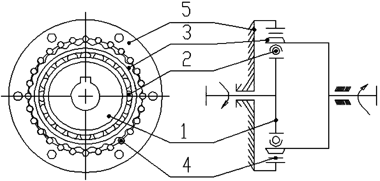Harmonic transmission device for cycloidal-pin wheel