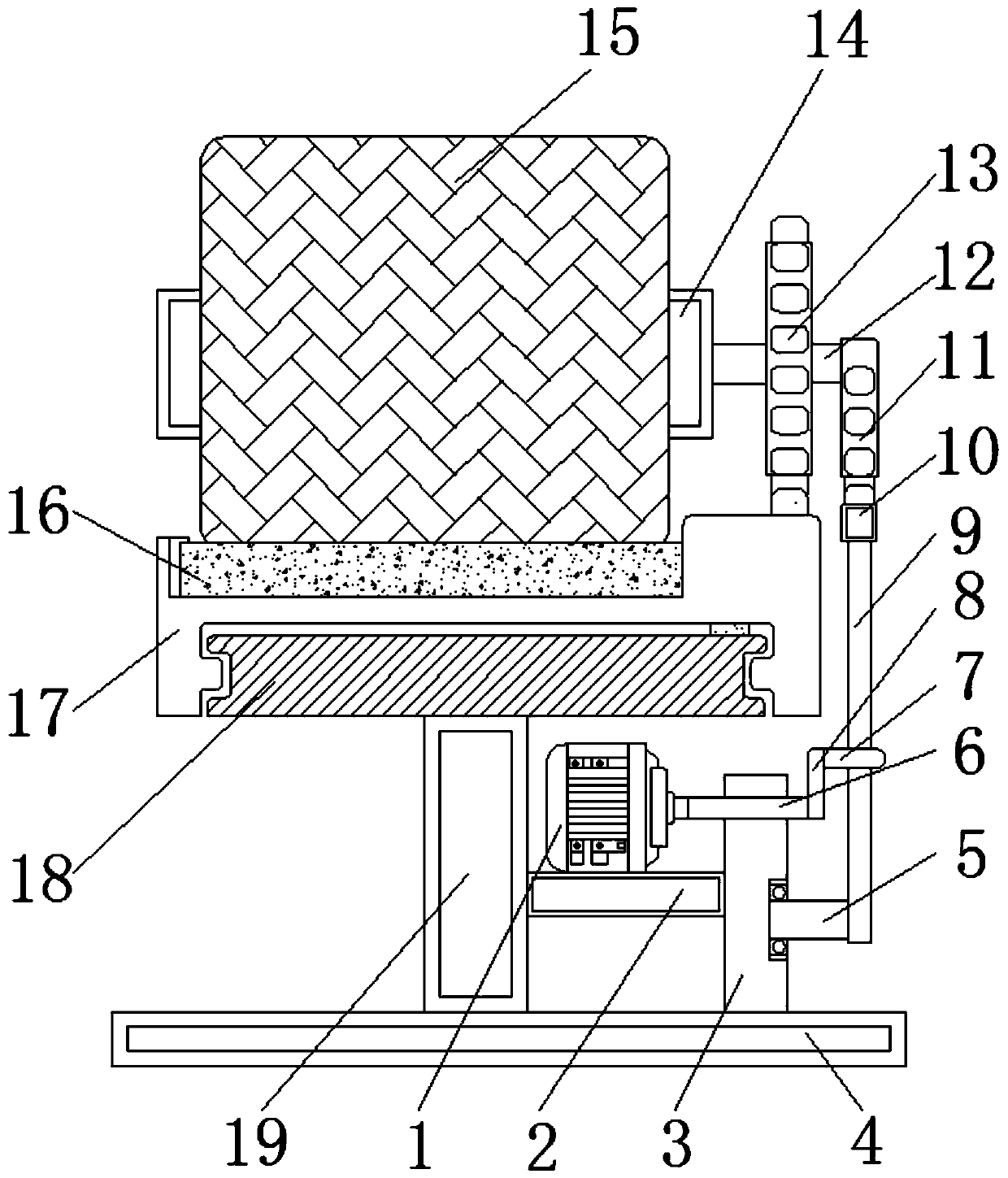 Even-grinding organic fireproof blocking material grinding device