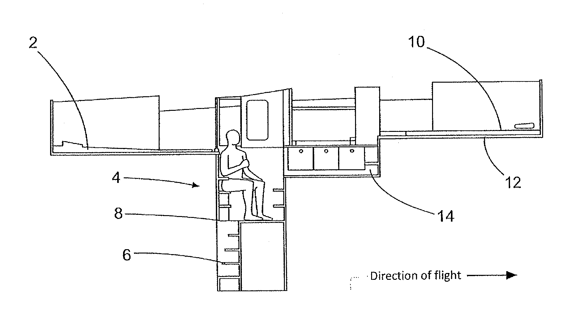Ergonomic and space-saving arrangement of structures under a rest area in an aircraft