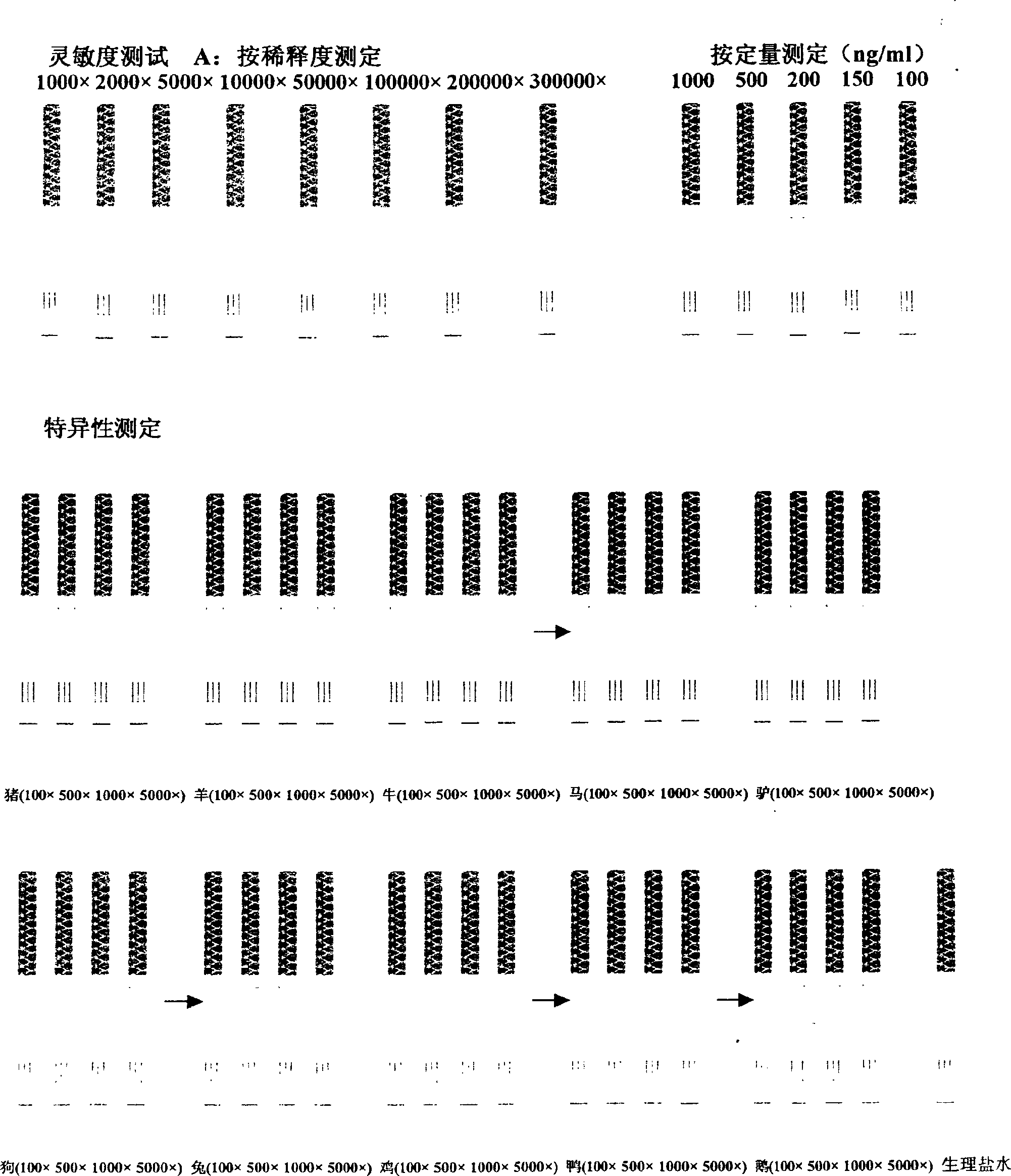 Antihuman hemoglobin detection reagent strips and monoclone antibody contained therewith