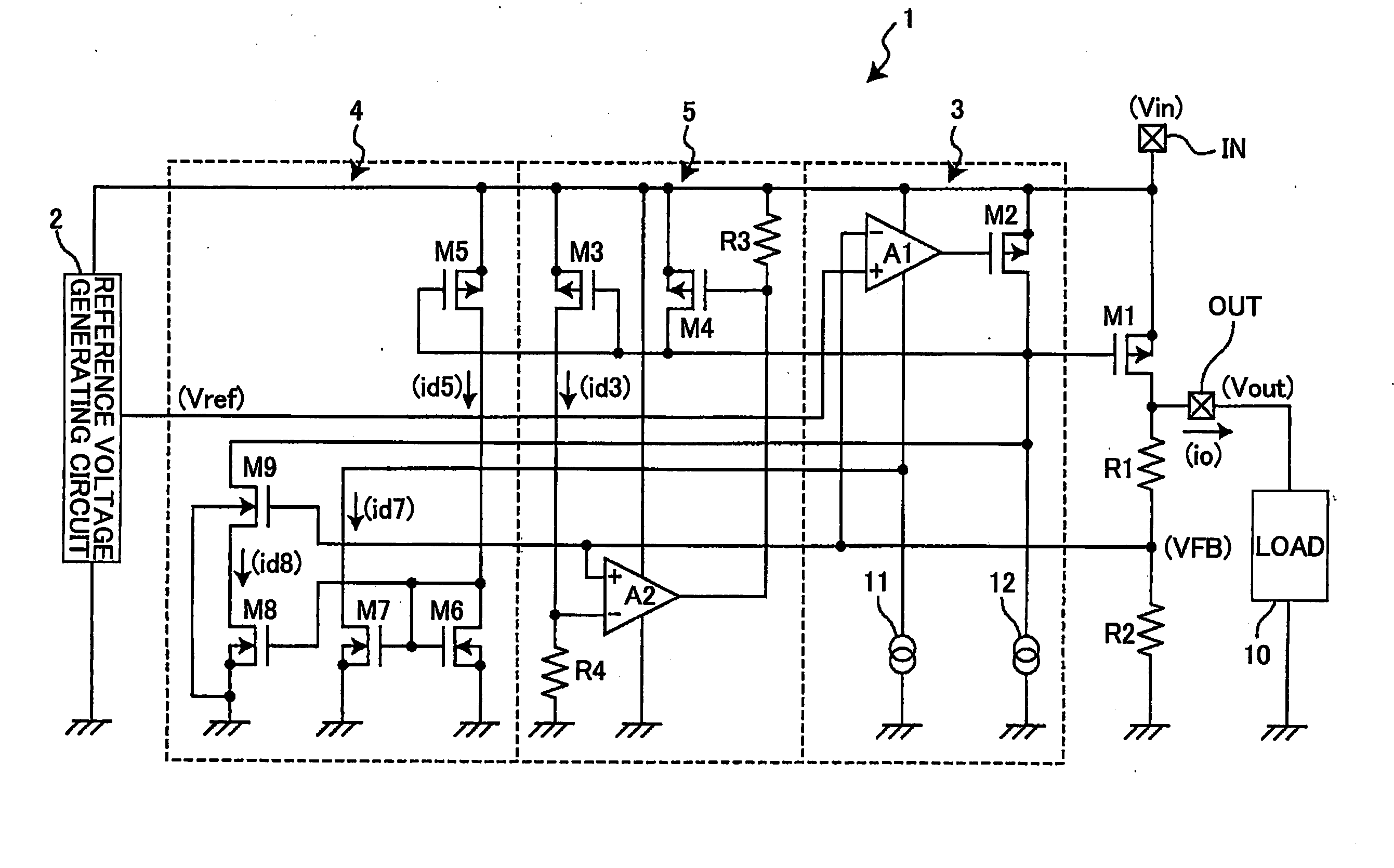 Constant-Voltage Power Supply Circuit with Fold-Back-Type Overcurrent Protection Circuit