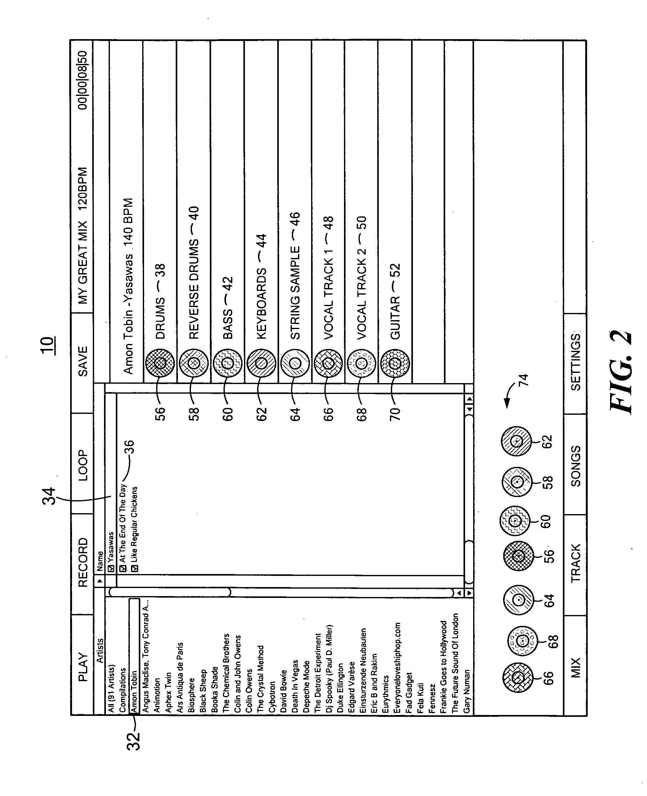 Visual audio mixing system and method thereof
