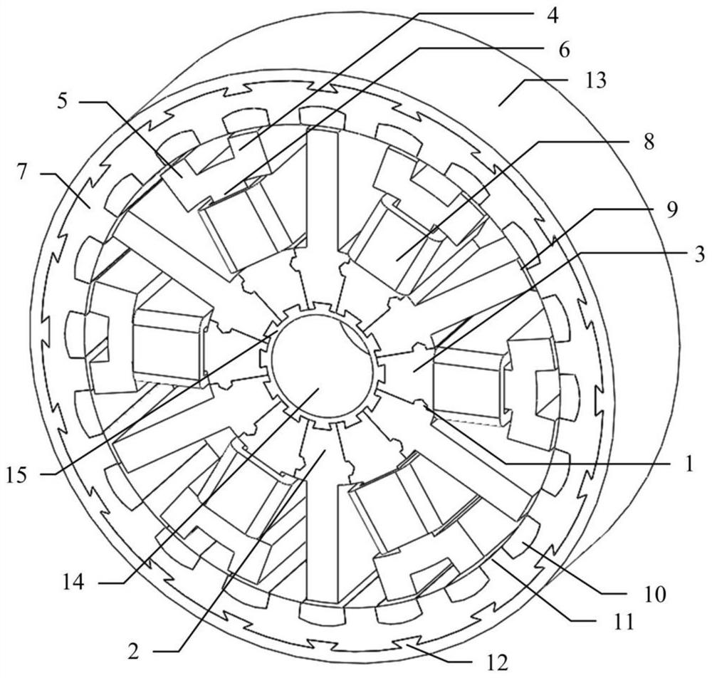 Modular permanent magnet compound self-gearing servo motor based on alternating poles