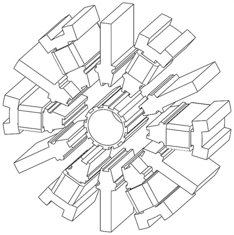 Modular permanent magnet compound self-gearing servo motor based on alternating poles