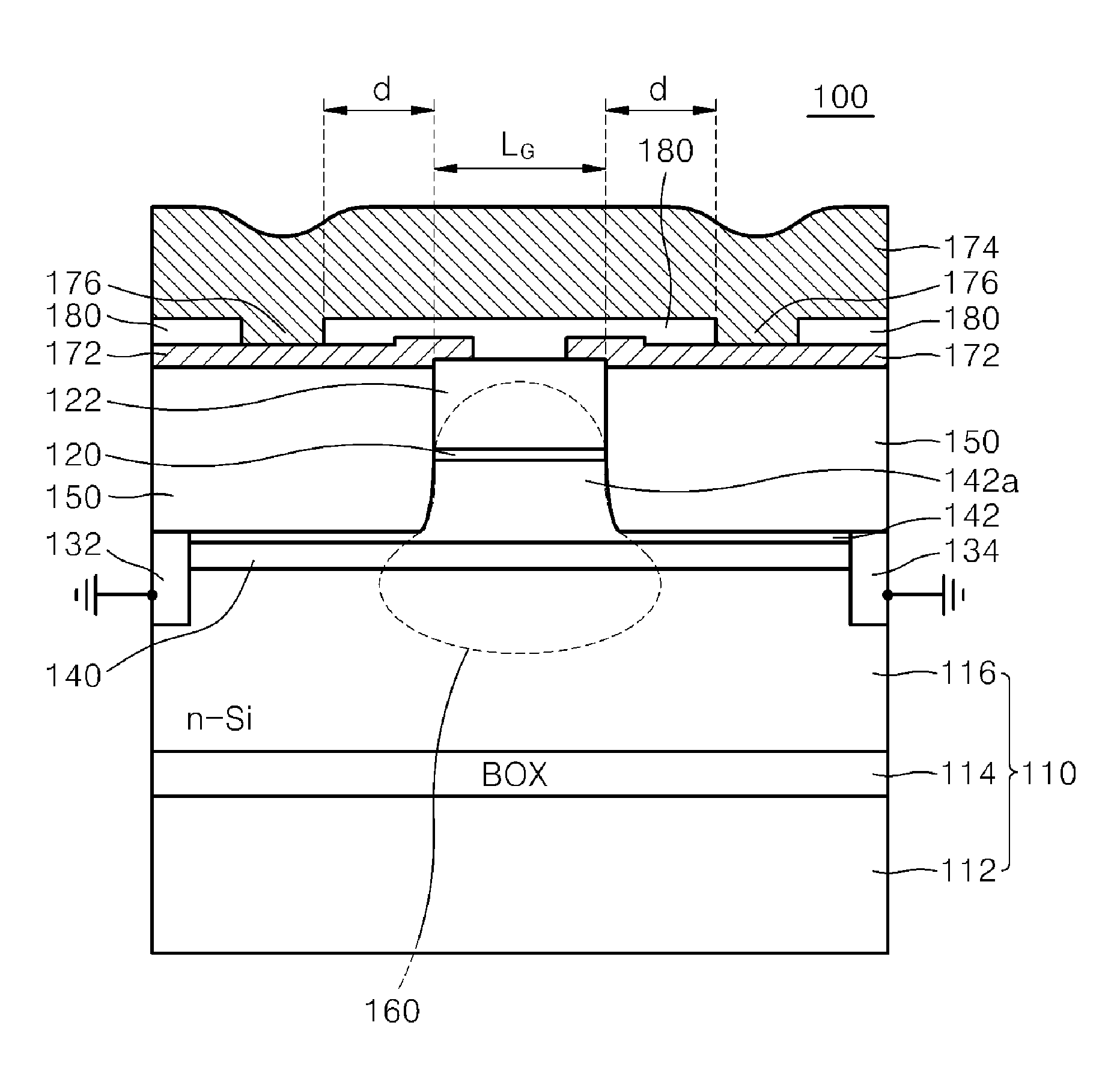 Optical device having strained buried channel