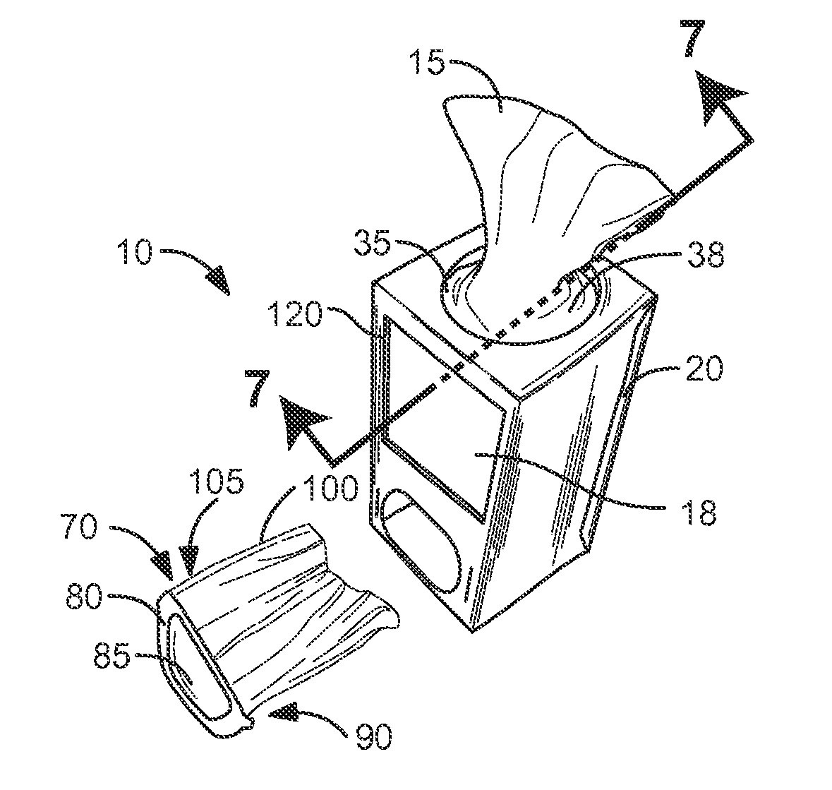Combination tissue dispenser and trash receptacle