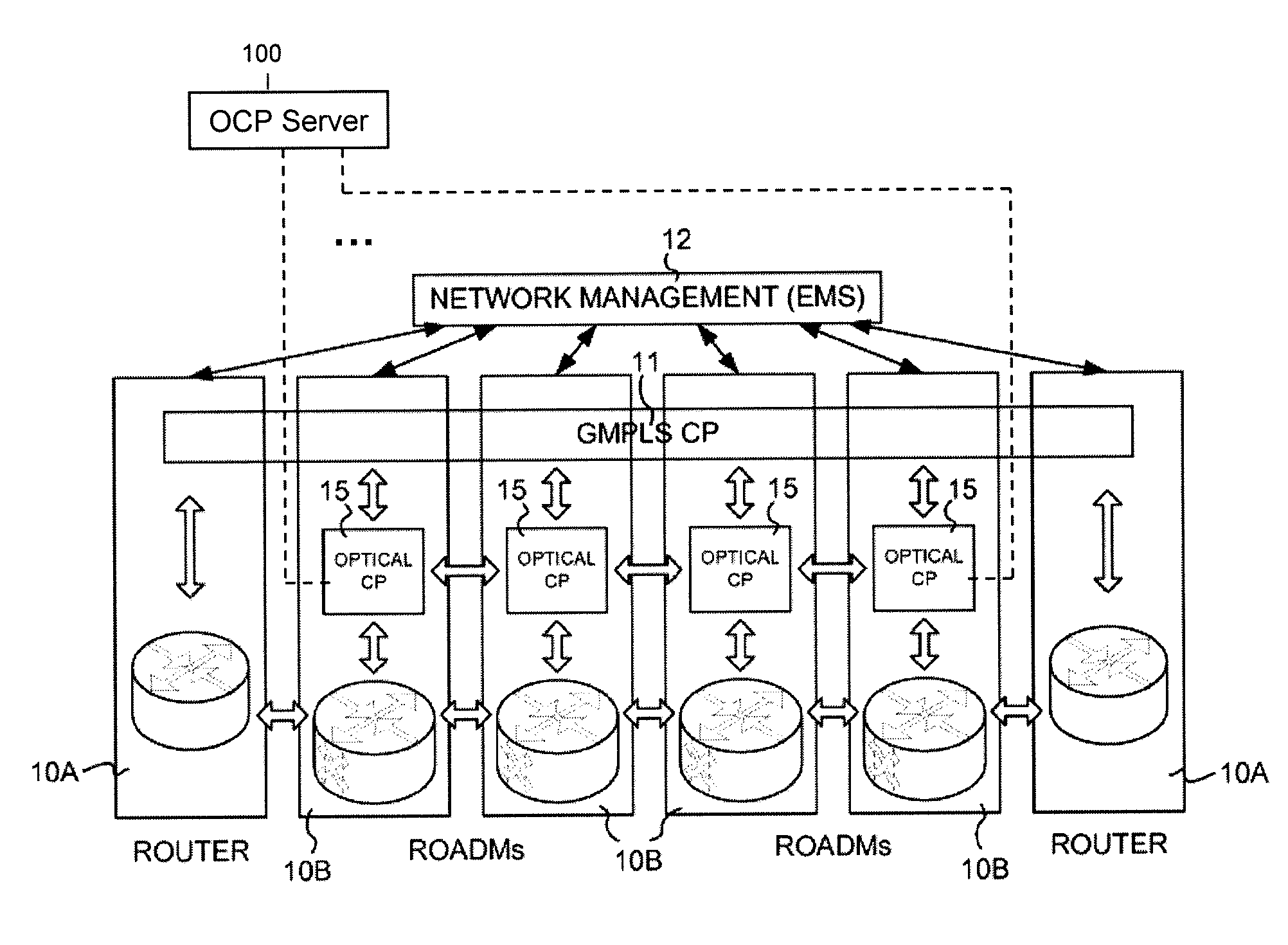 Adaptive hybrid optical control plane determination of lightpaths in a DWDM network