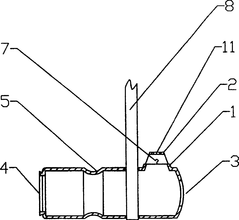 Erhu with suspended string, horizontal sound membrane and through sound box