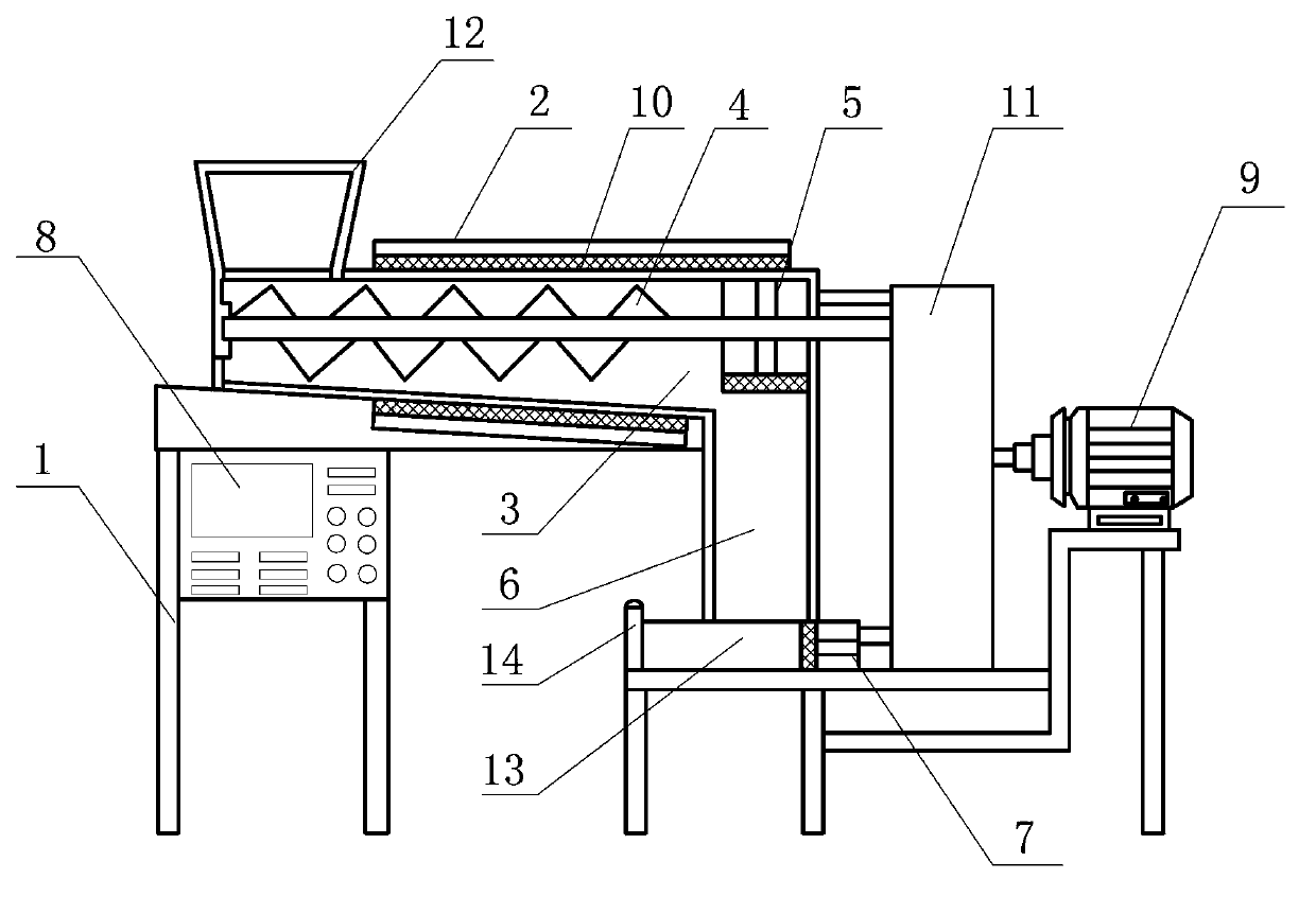 Extrusion forming device for agricultural biomass fuel