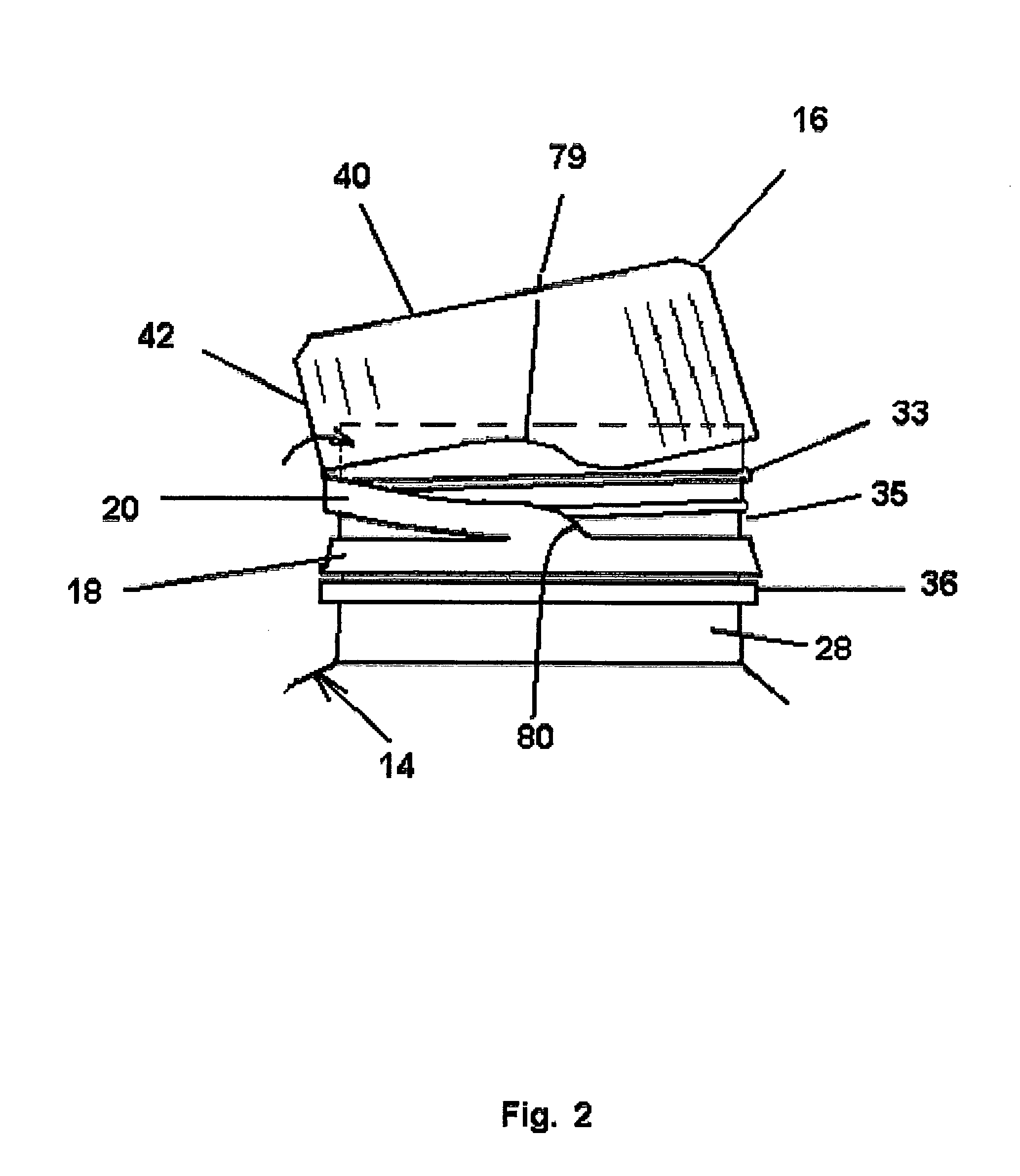 Closure with spring loaded tether docking