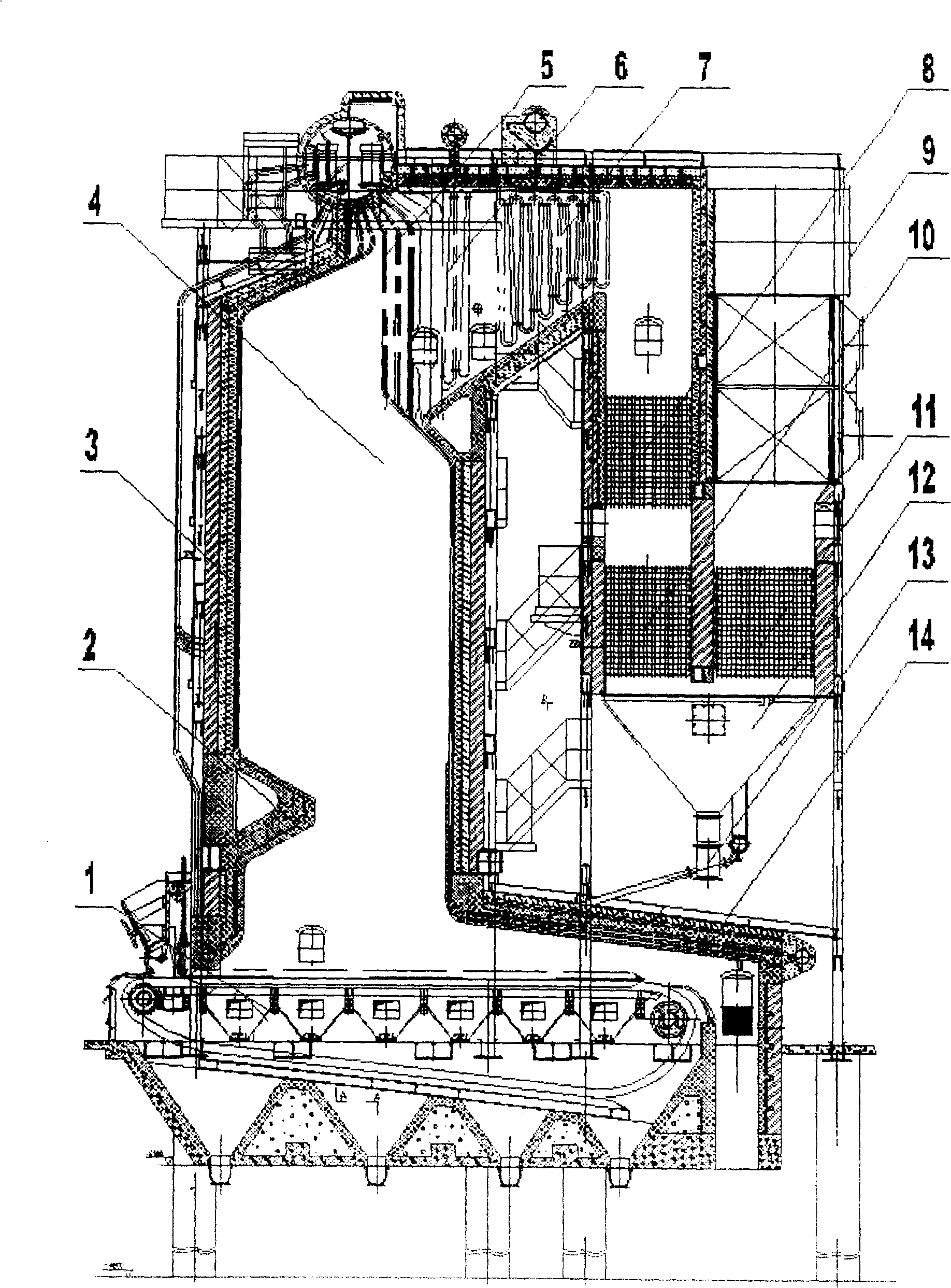 Internally circulating fluidized reburning device for fly ash based on high temperature separation