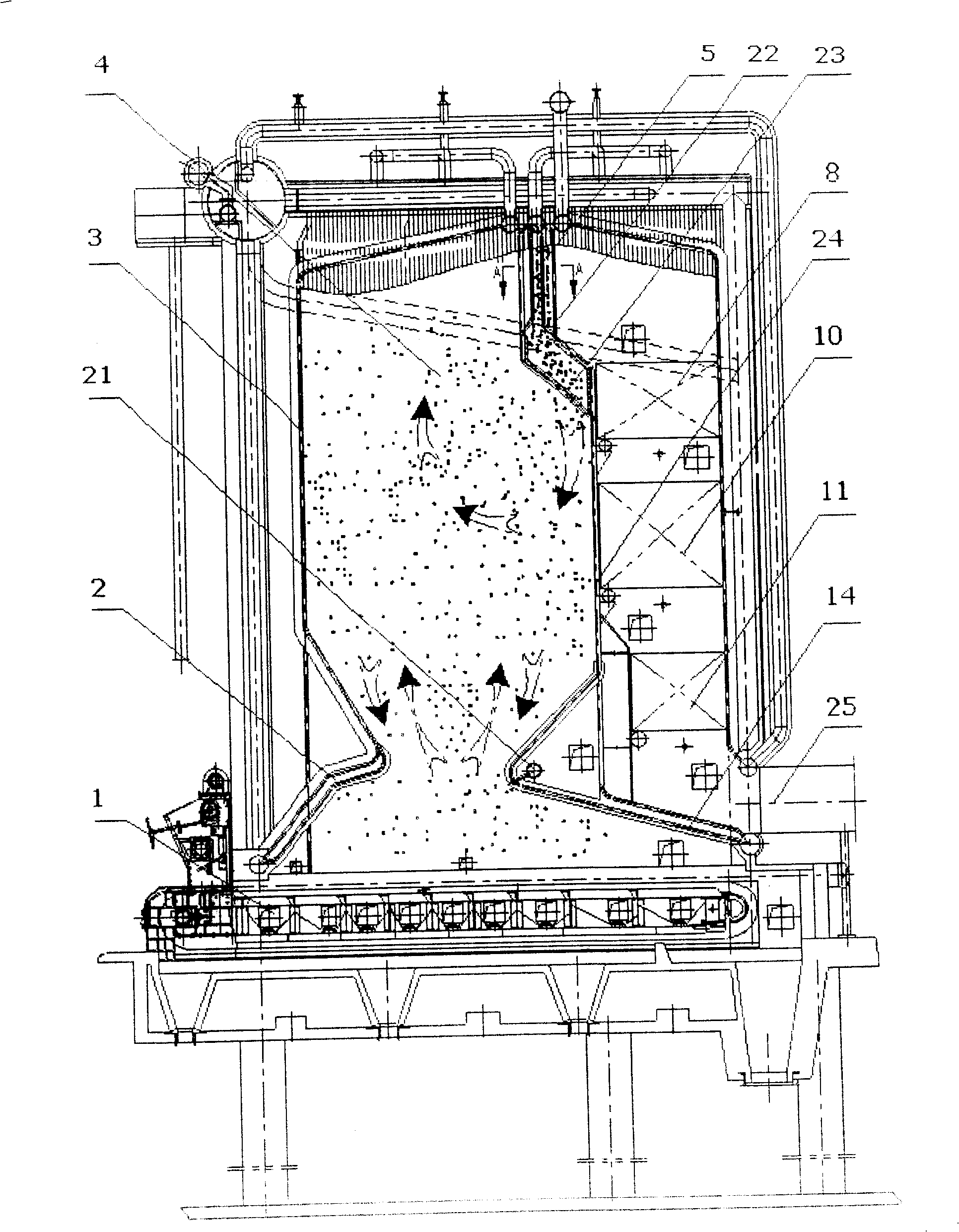 Internally circulating fluidized reburning device for fly ash based on high temperature separation