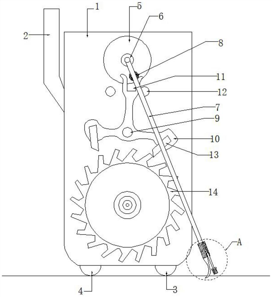 Ceramic tile gap cleaning device for ceramic tile gap beautifying by simulating pendulum clock swinging