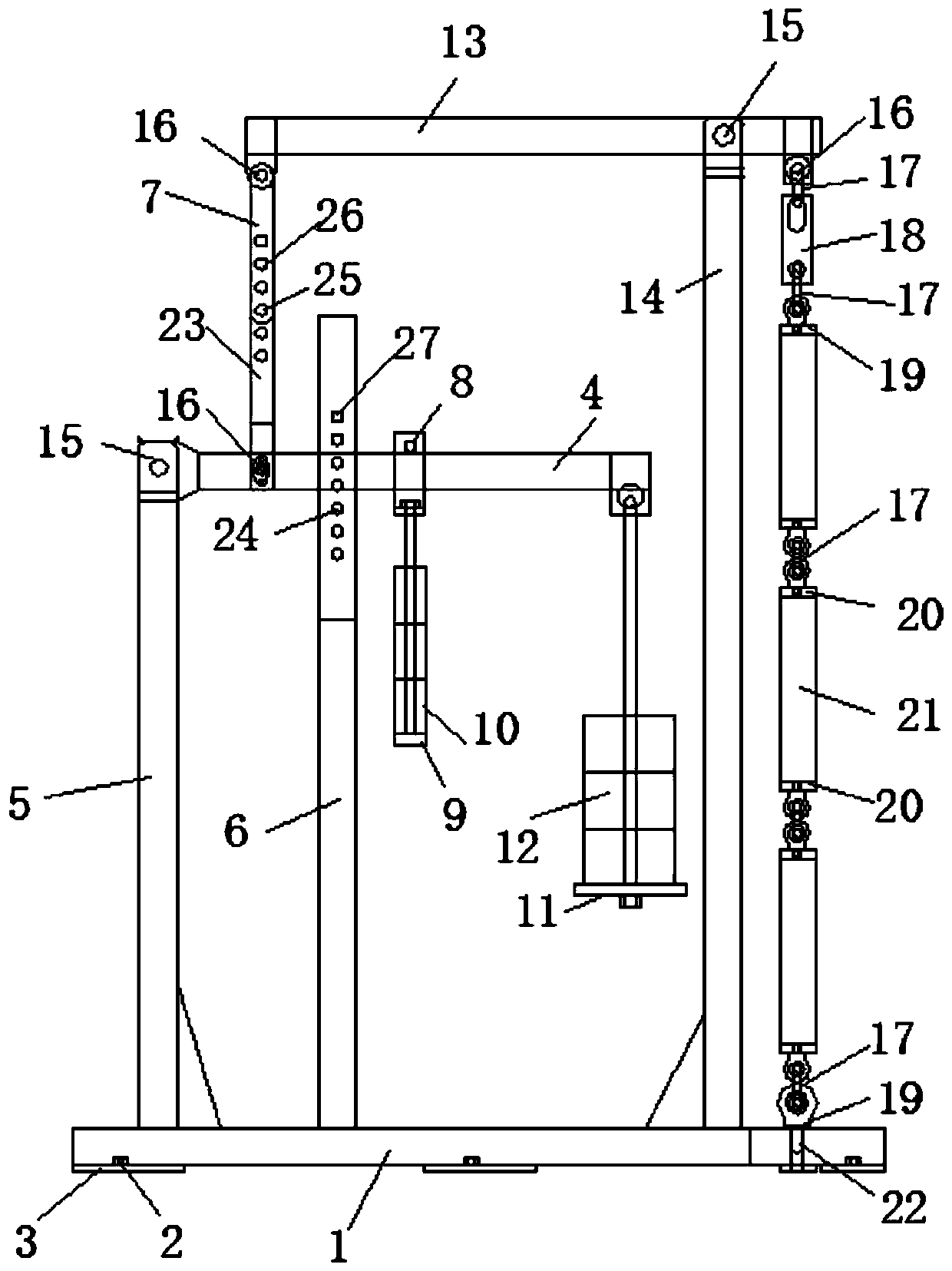 Double-lever stretching creep device with continuously adjustable load and test method thereof