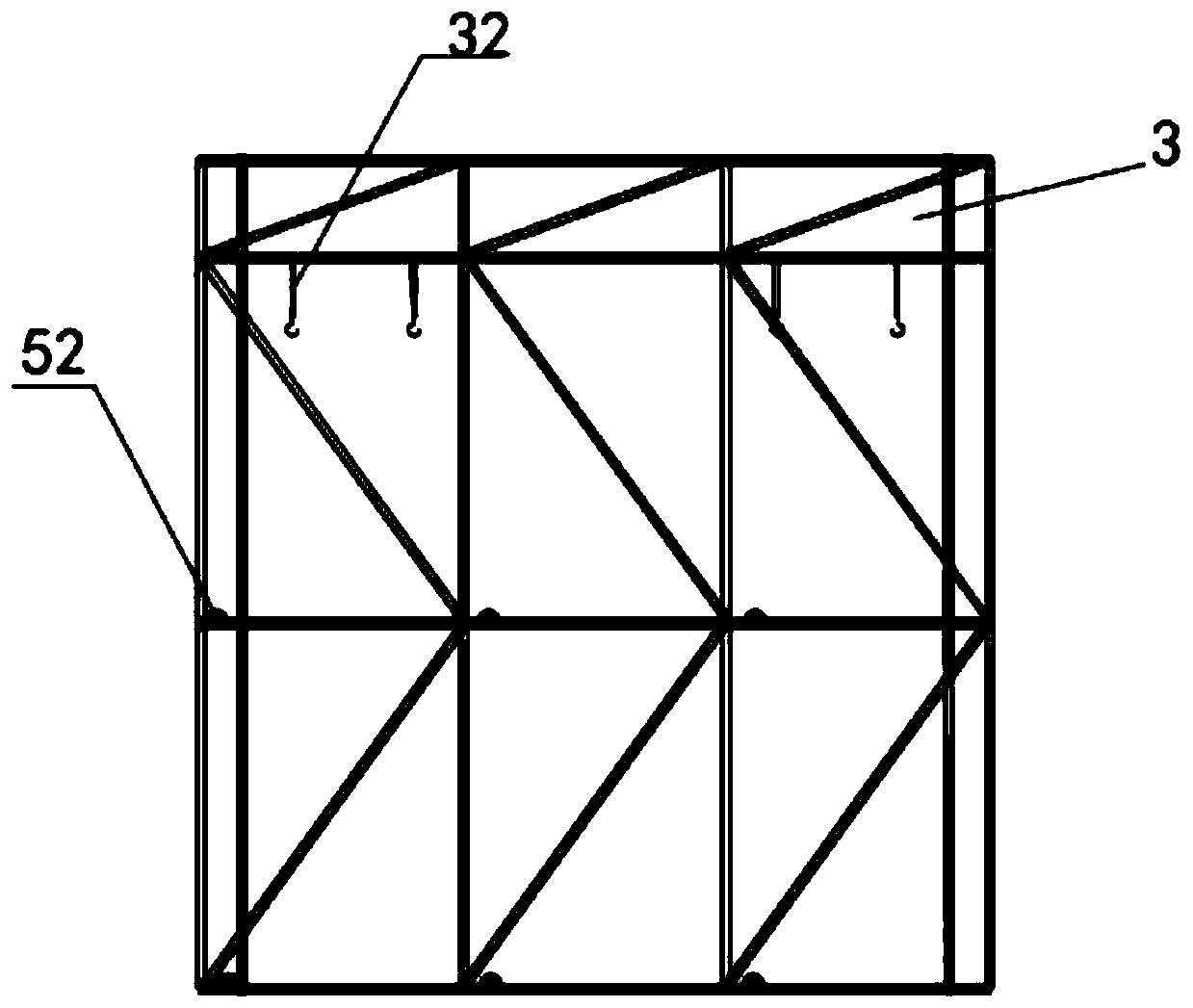 Hanger-integrated stiff skeleton integrated device and reinforcement cage lifting construction method