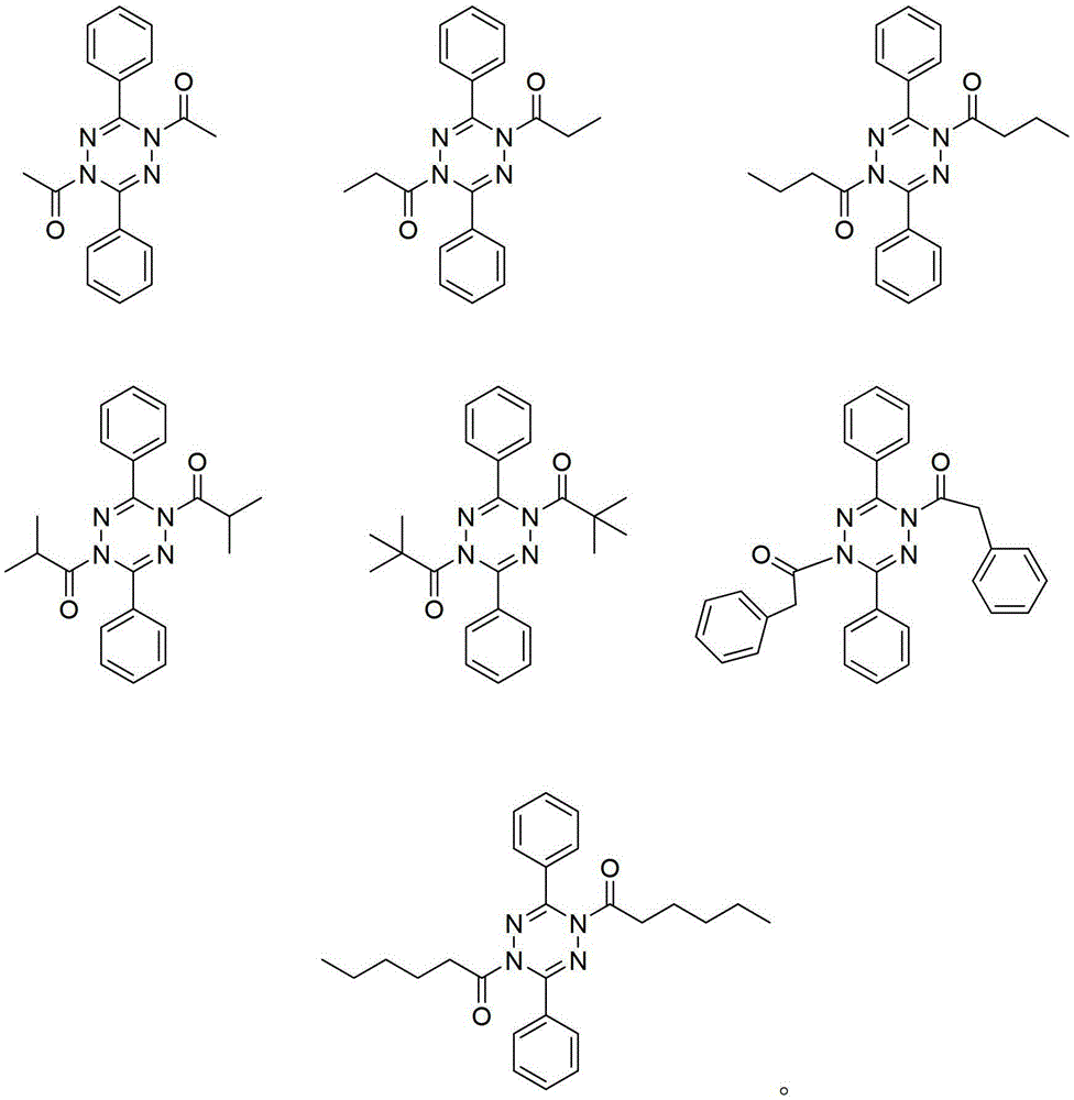 1,4-diacyl-3,6-diphenyl-1,4-dihydrotetrazine compound as well as preparation method and application thereof
