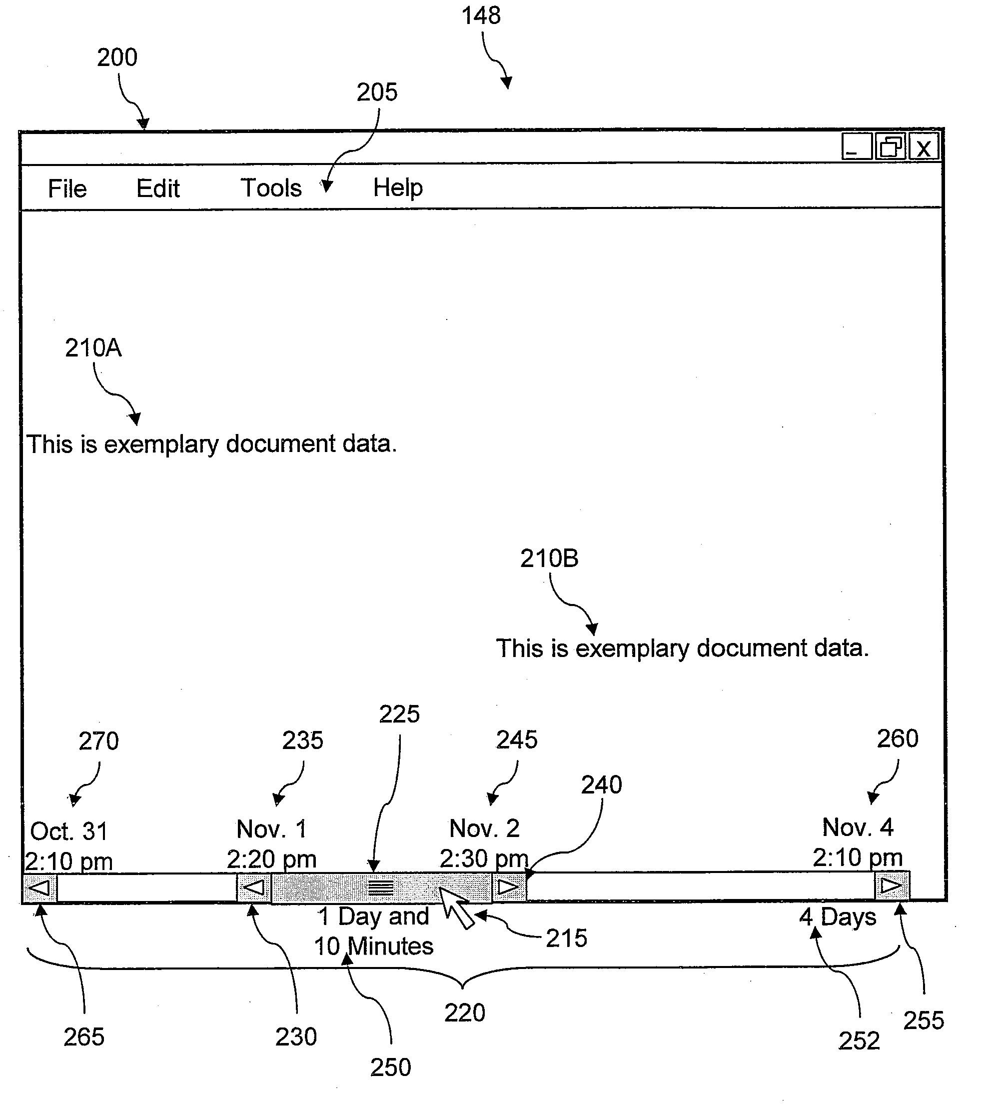 Method and System for Efficiently Adjusting a Timeline in a Time Window