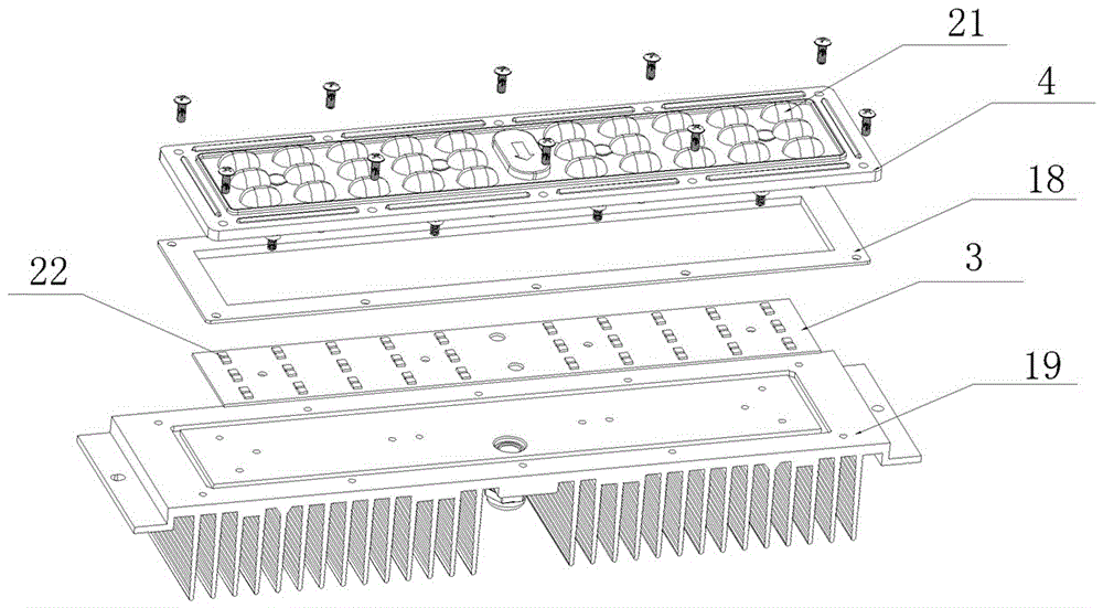 LED street lamp with LED lamp bead combination lens and power adjusting method thereof