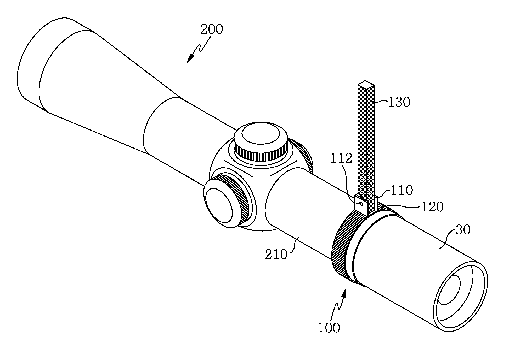 Variable magnification device and telescopic sight using the same