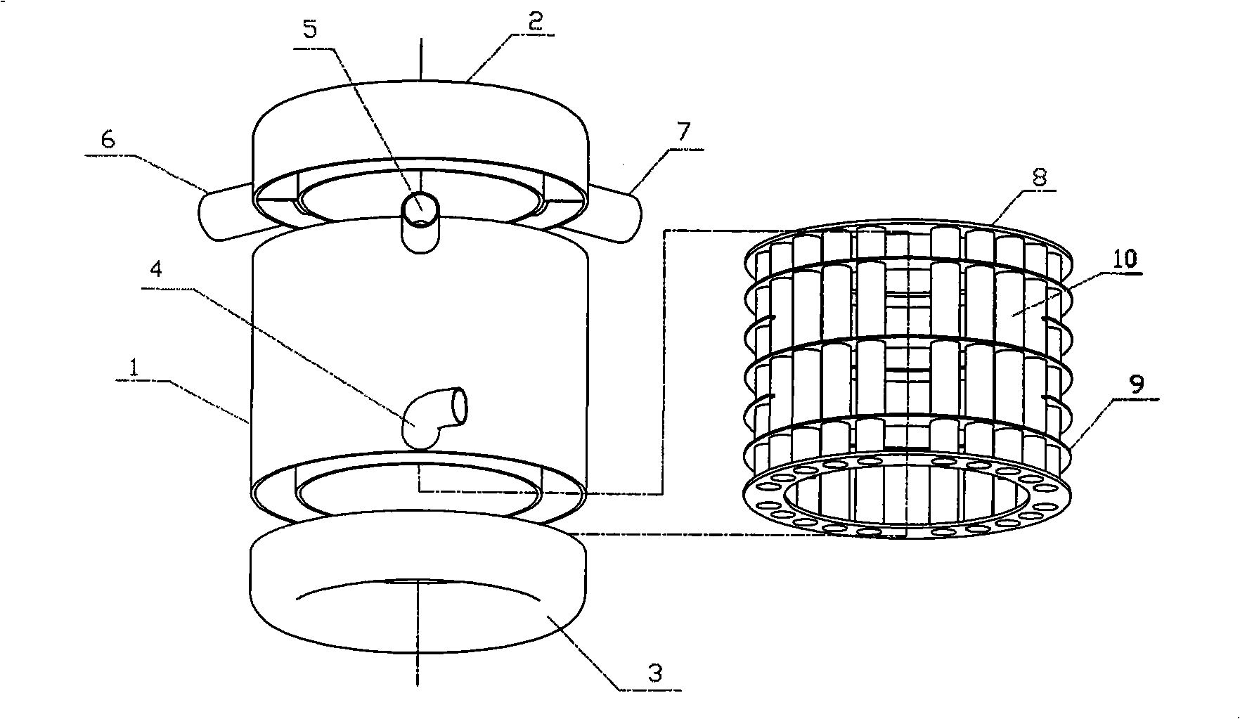 Ring shell and tube type heat exchanger possessing commutation function