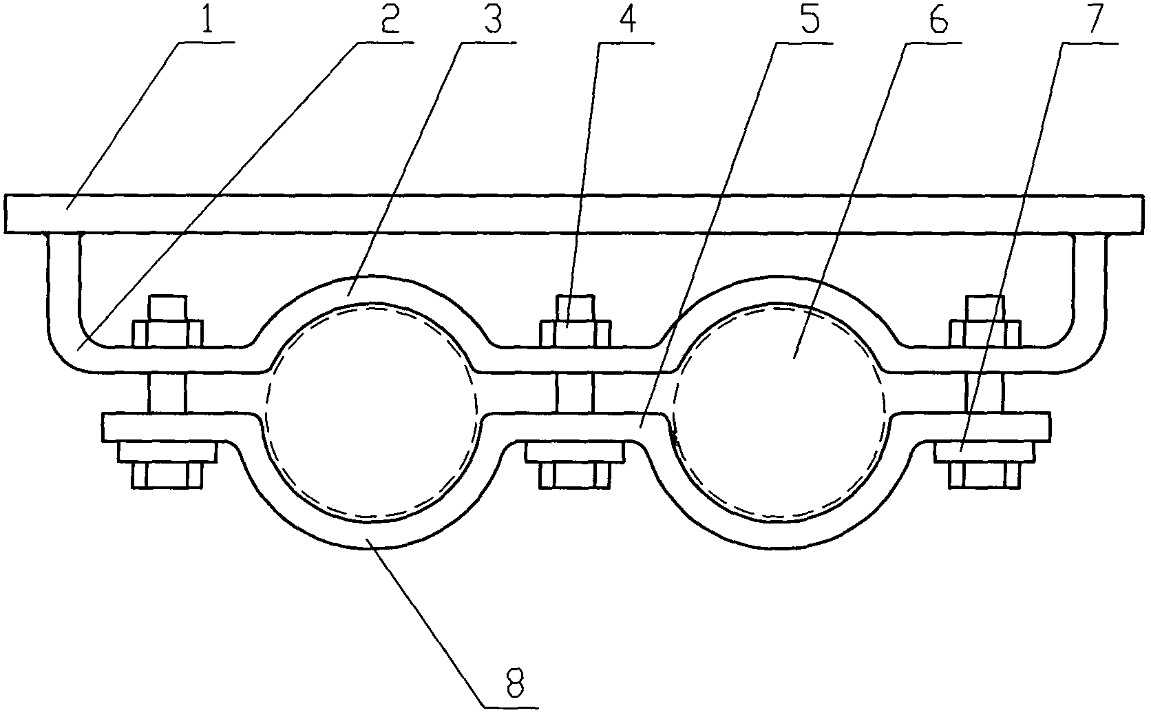 Marine double-row pipe hanger