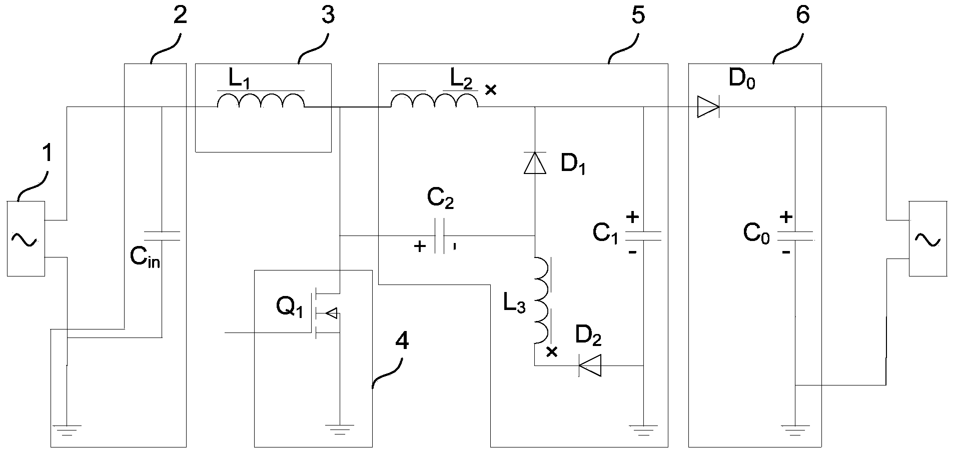 Soft switching Boost topology circuit