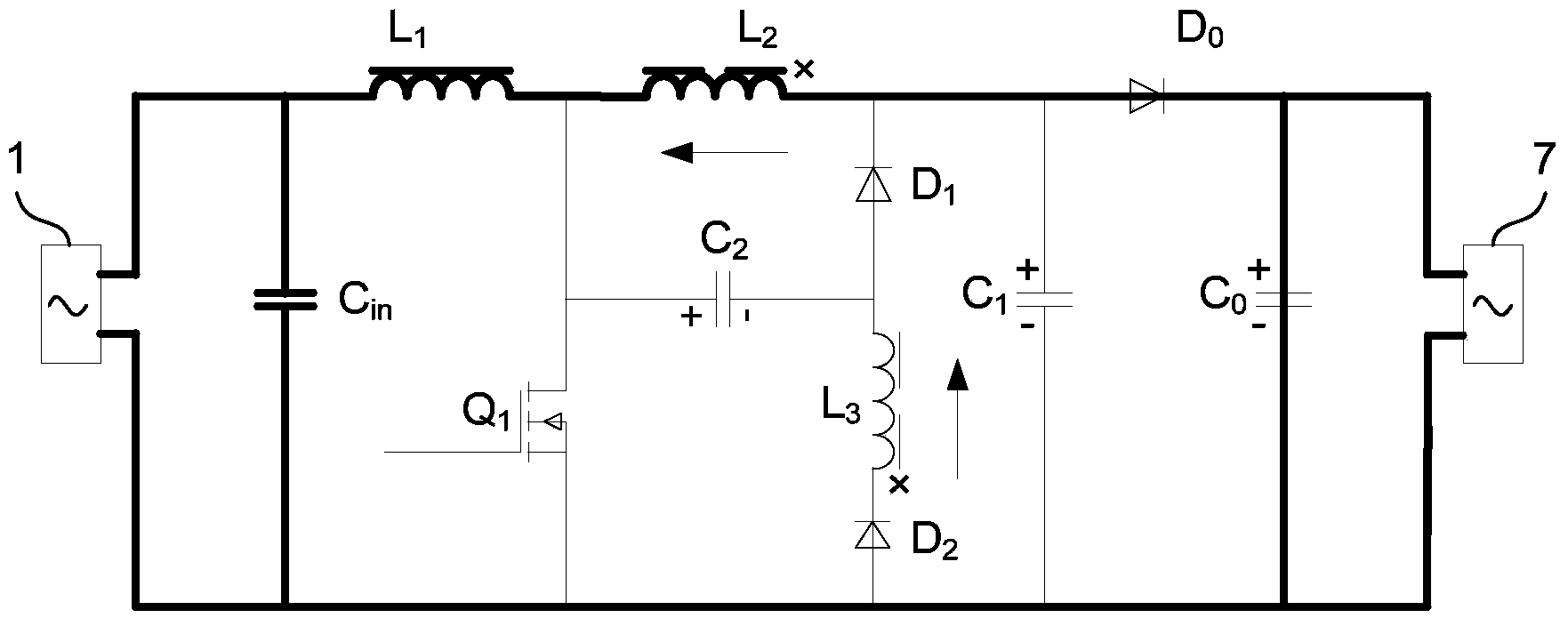 Soft switching Boost topology circuit