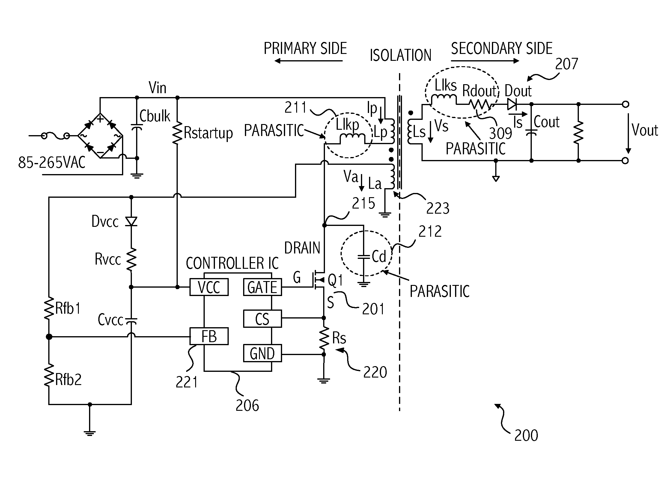 Primary side sensing for isolated fly-back converters