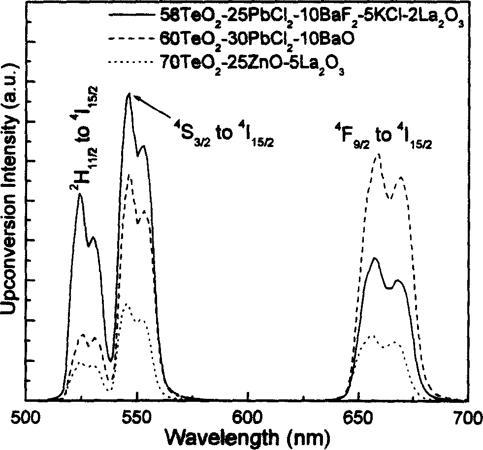 Luminous glass conversion of oxyhalogen tellurate