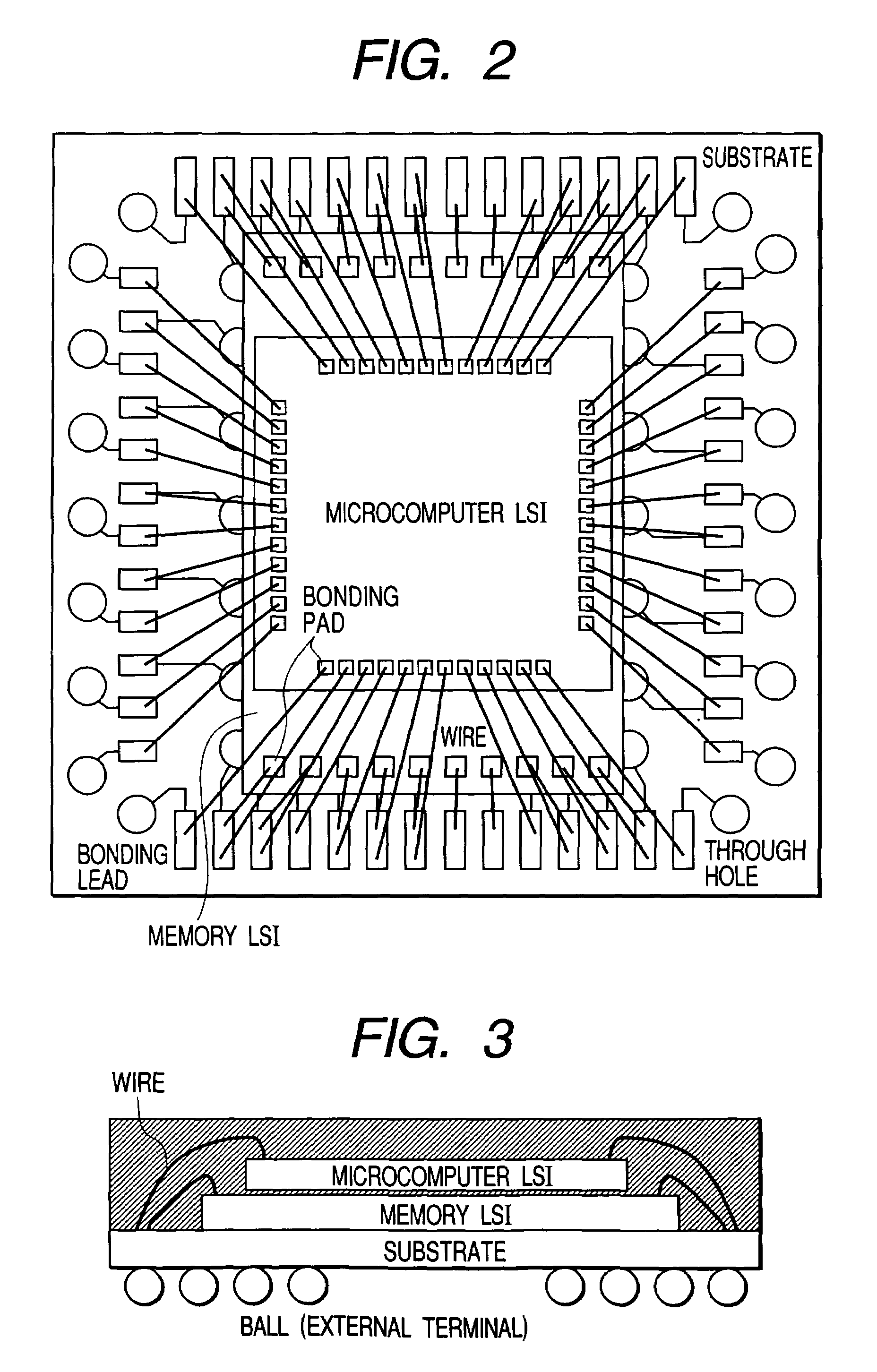 Stacked large-scale integrated circuit (LSI) semiconductor device with miniaturization and thinning of package