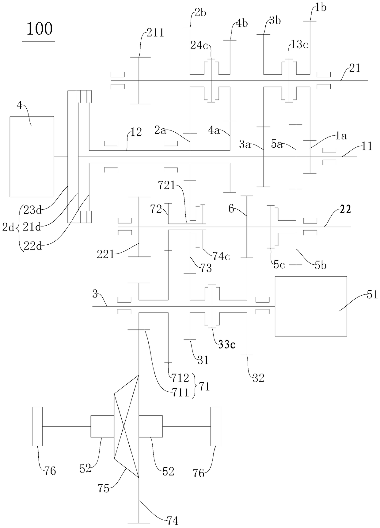 Hybrid electric vehicle and its reverse gear control method and power transmission system