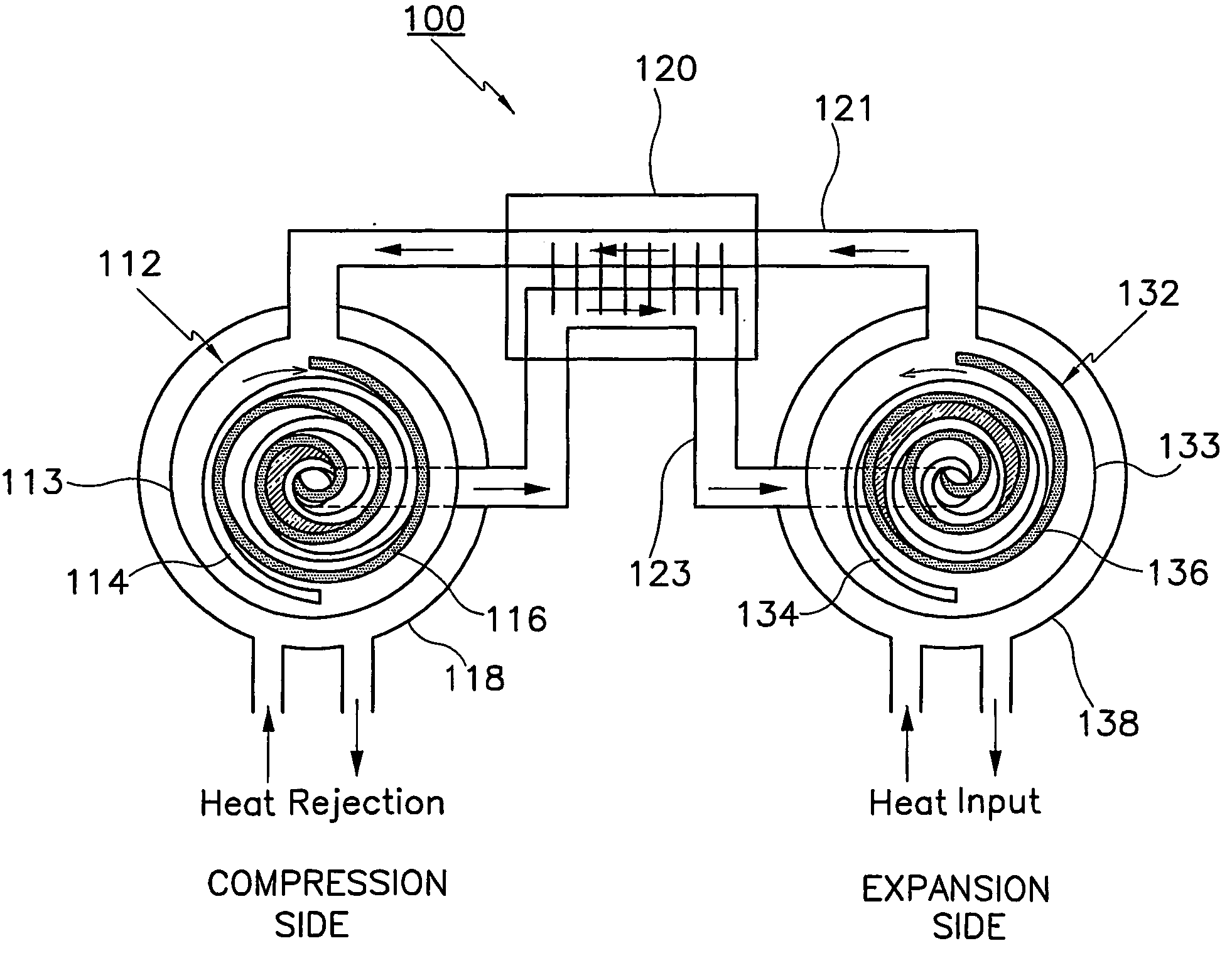 Scroll-type expander having heating structure and scroll-type heat exchange system employing the expander