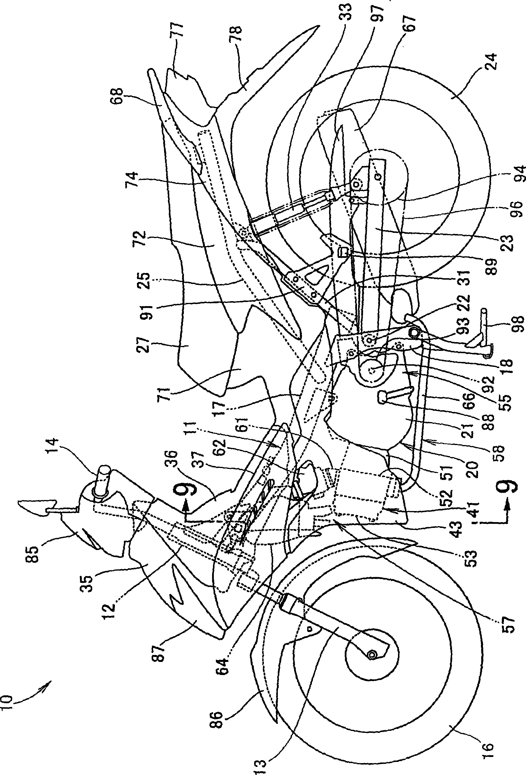 Air filtering device structure of automobiles with two wheels