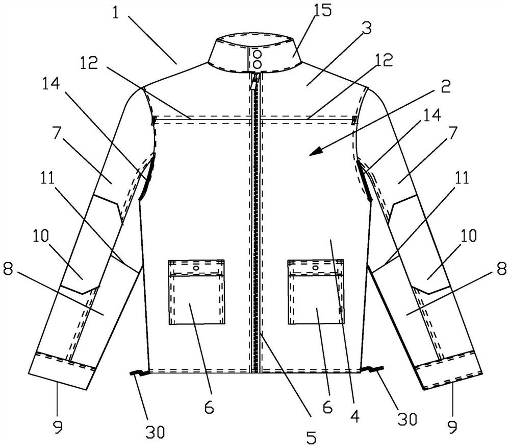A protective clothing structure and its composition method under high temperature operation