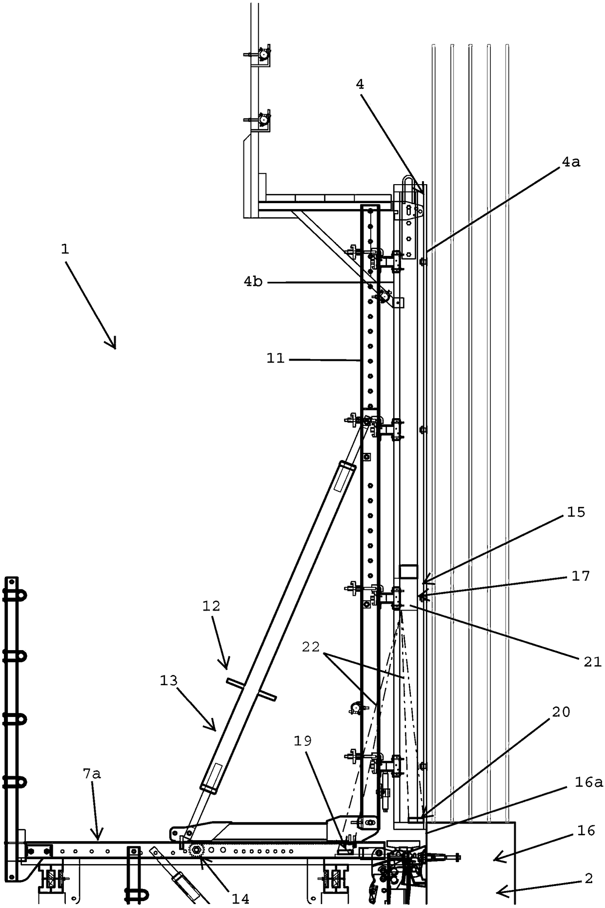 Climbing formwork and method for erection of a concrete structure